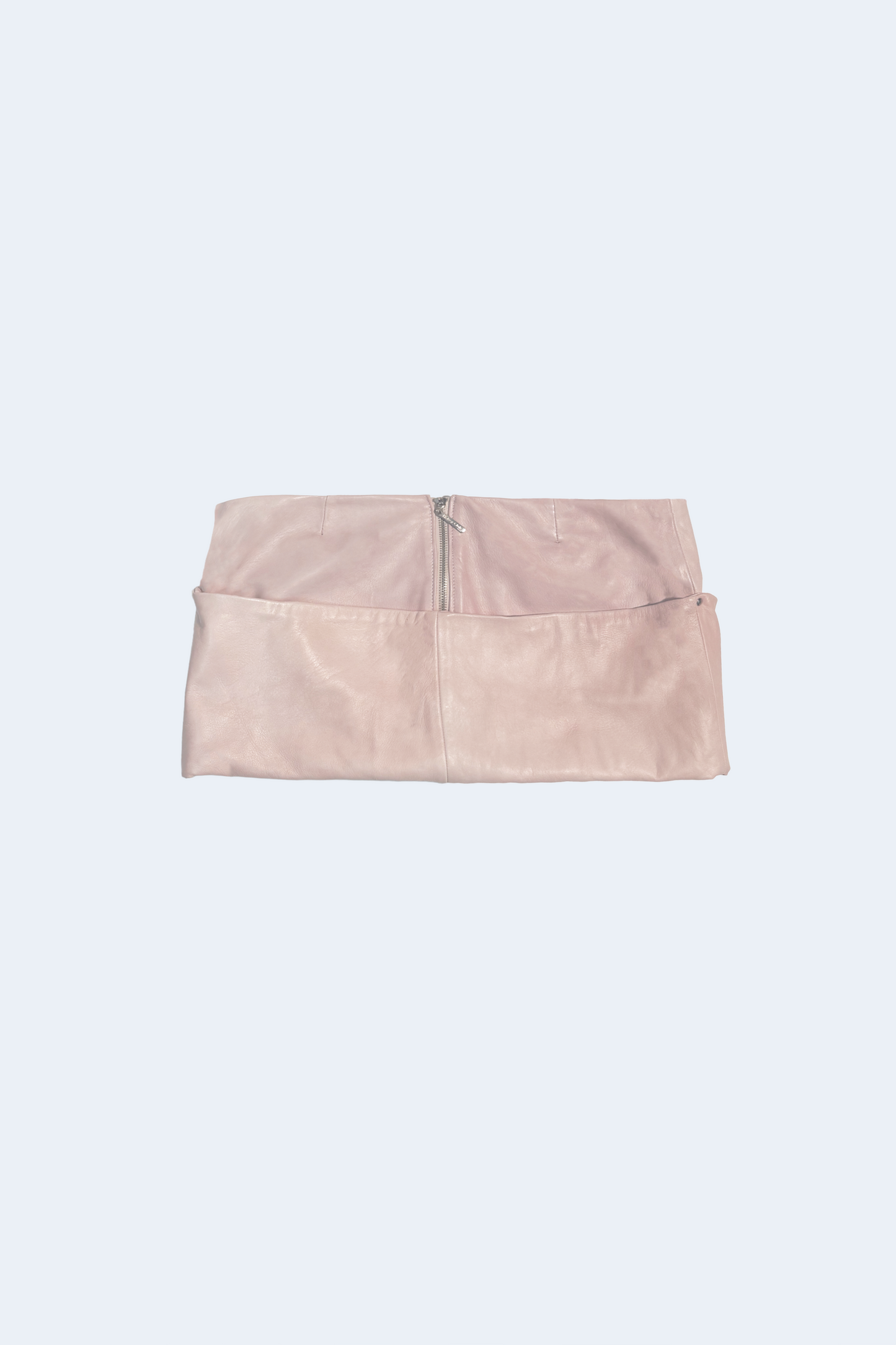 Ecru leather mini skirt with belt