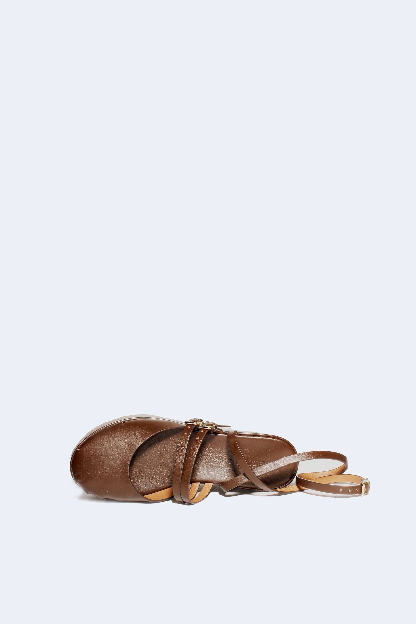 Dark Brown Leather Platform Ballerinas