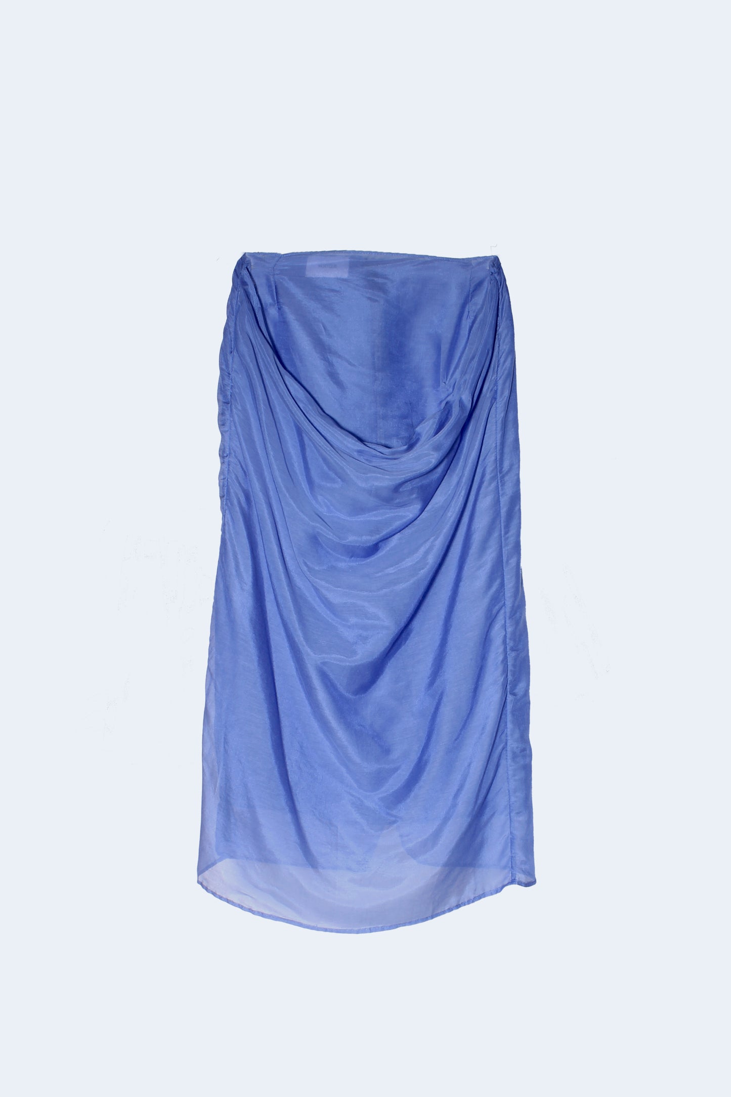 Blue Silk And Cotton Gathers Skirt