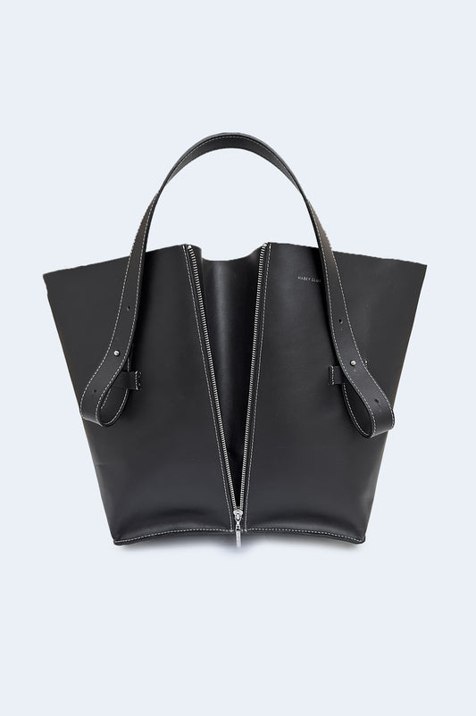 Bolso Negro Piel Half Shopper Bag / PREORDER