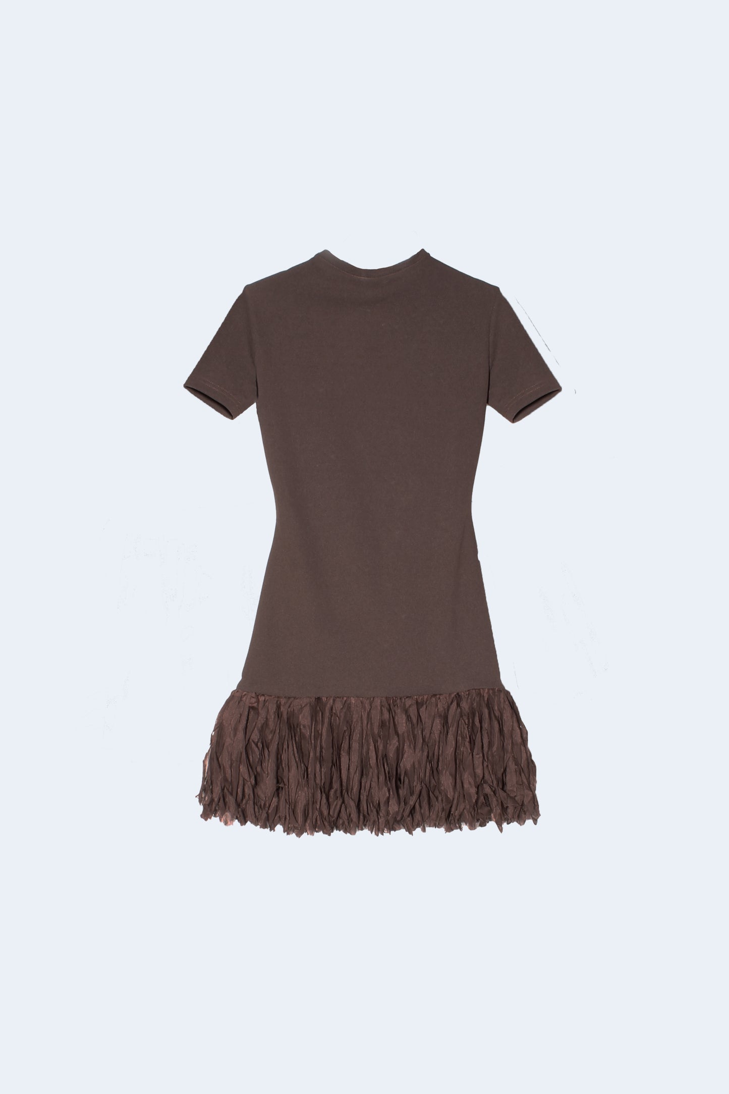 Brown Minidress With Silk Fringes