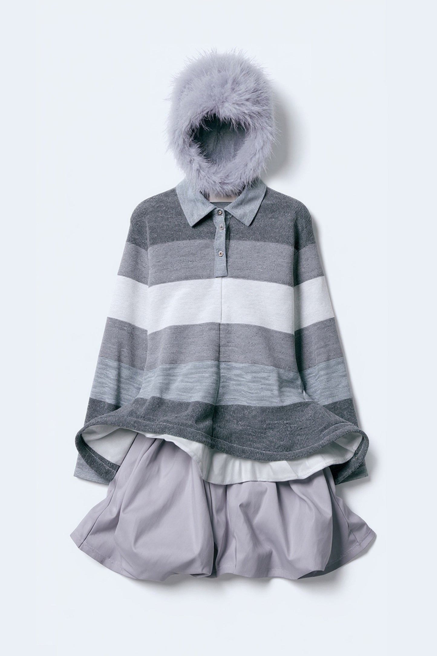 Grey Knit Polo Jumper