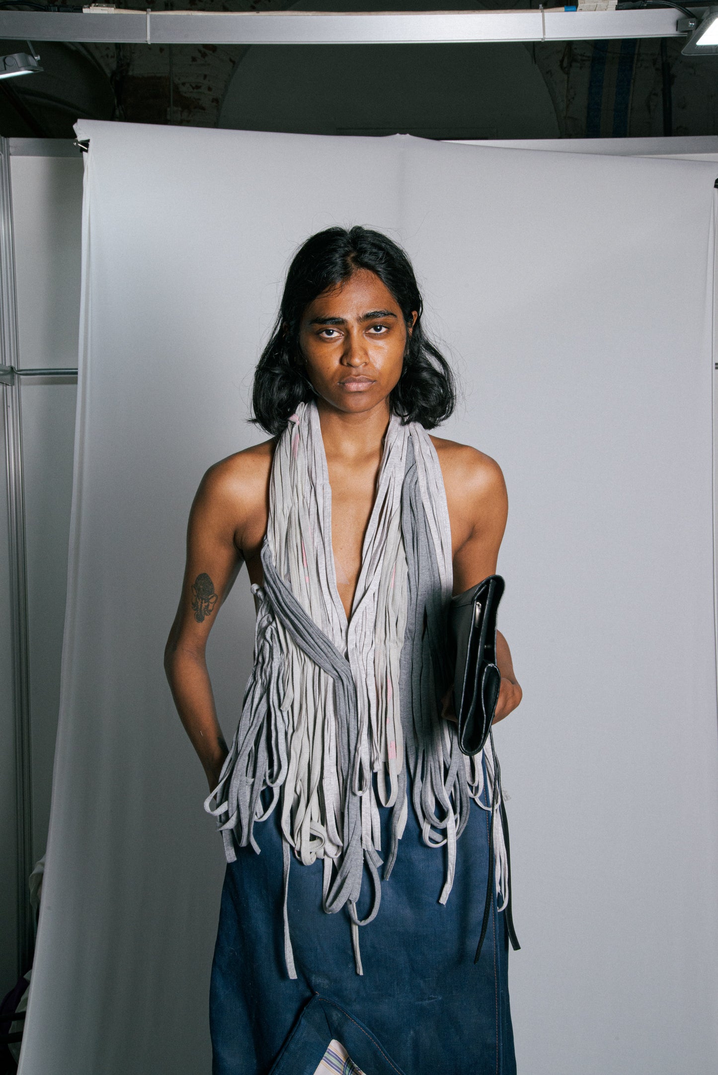 Light Grey Fringes Blouse