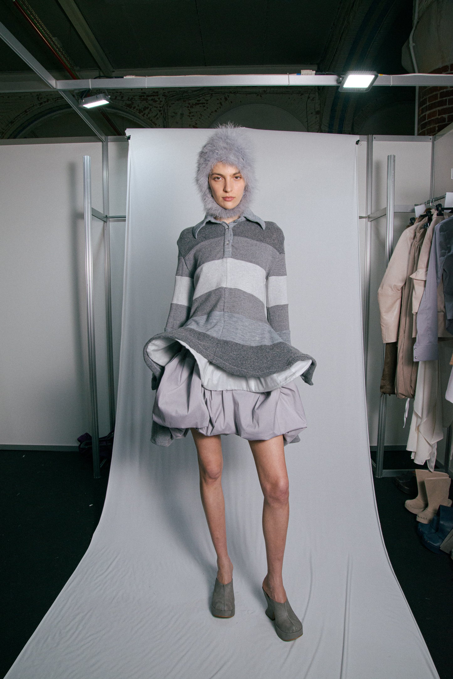 Light Grey Volume miniskirt
