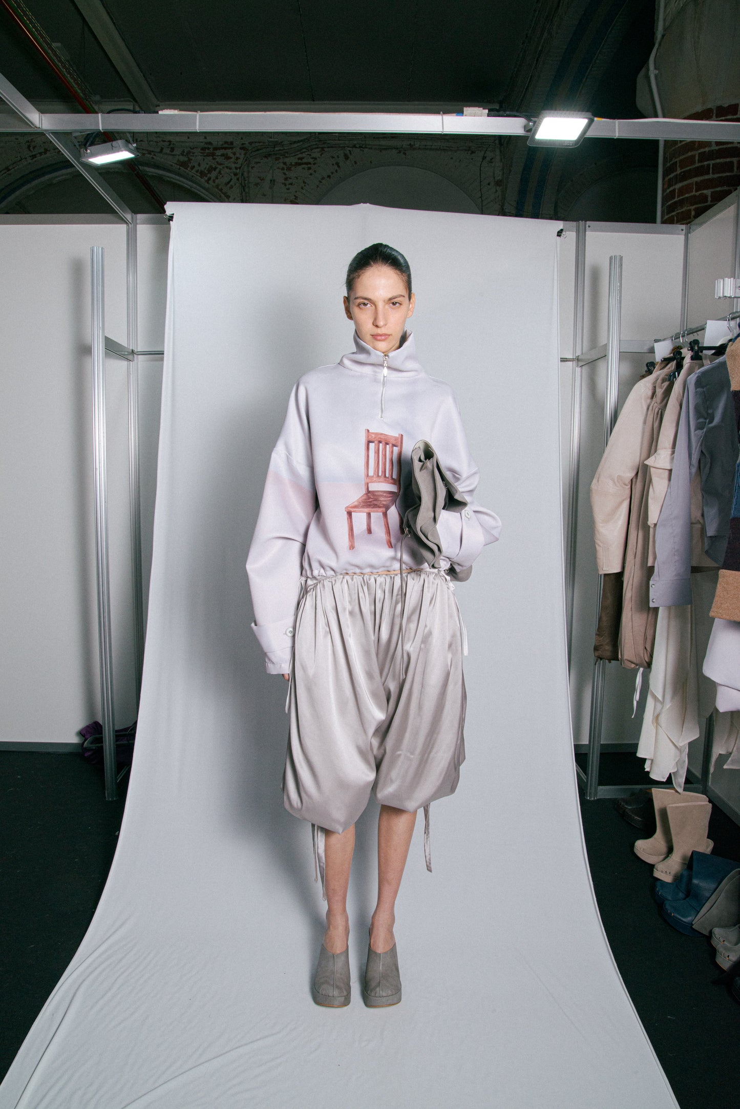 Light Grey Volume Bermuda Pants