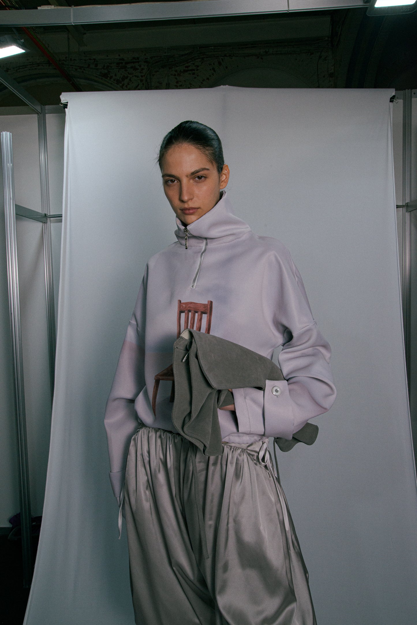 Light Grey Volume Bermuda Pants