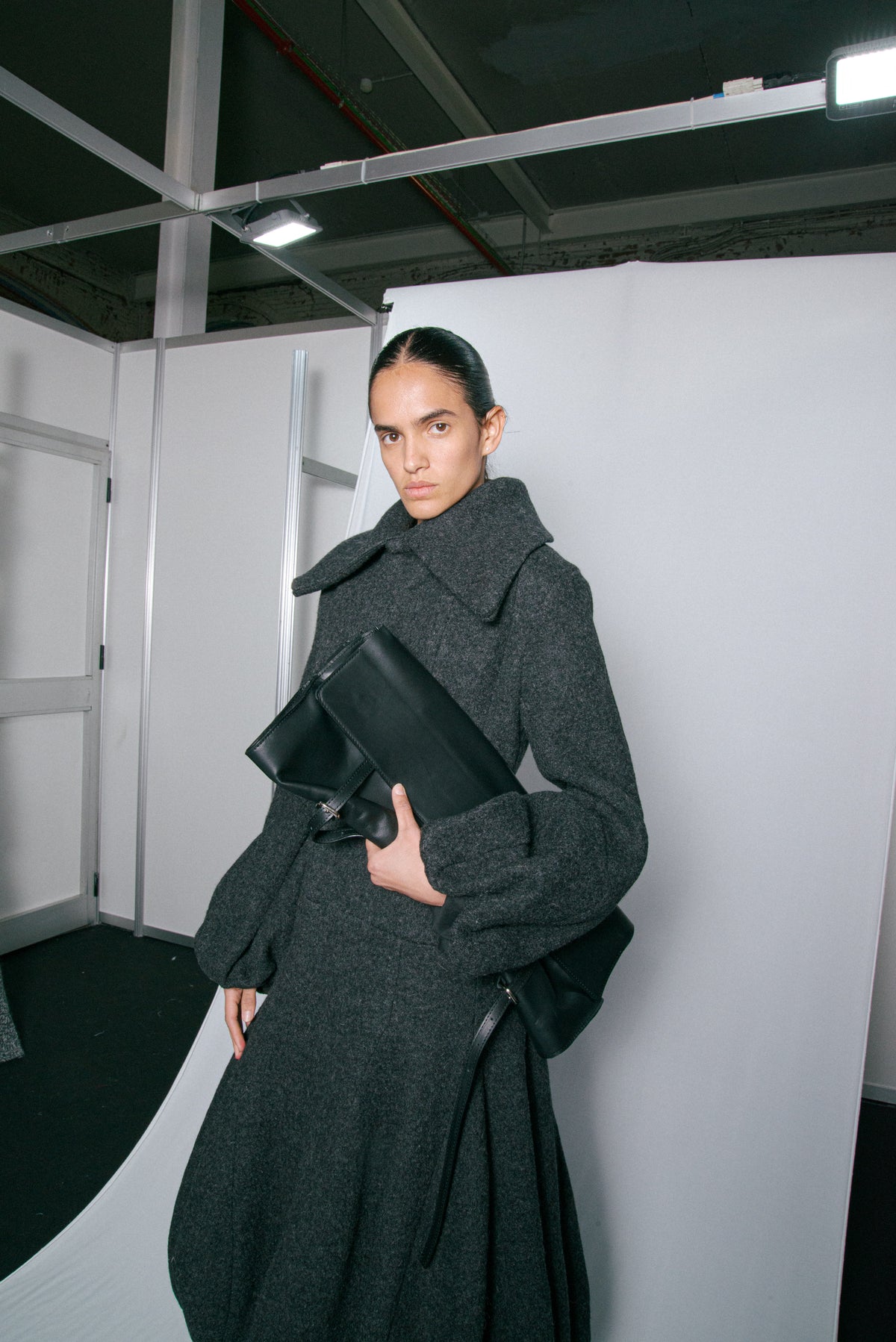 Black Wool Volume Coat