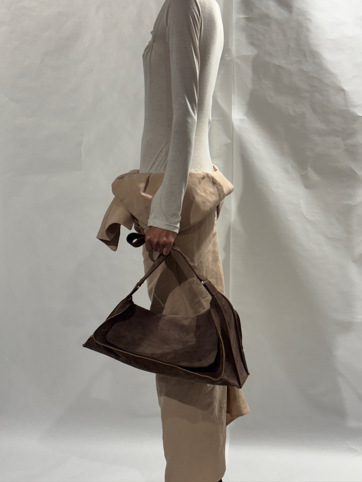 Brown Suede Maxi Crash Bag