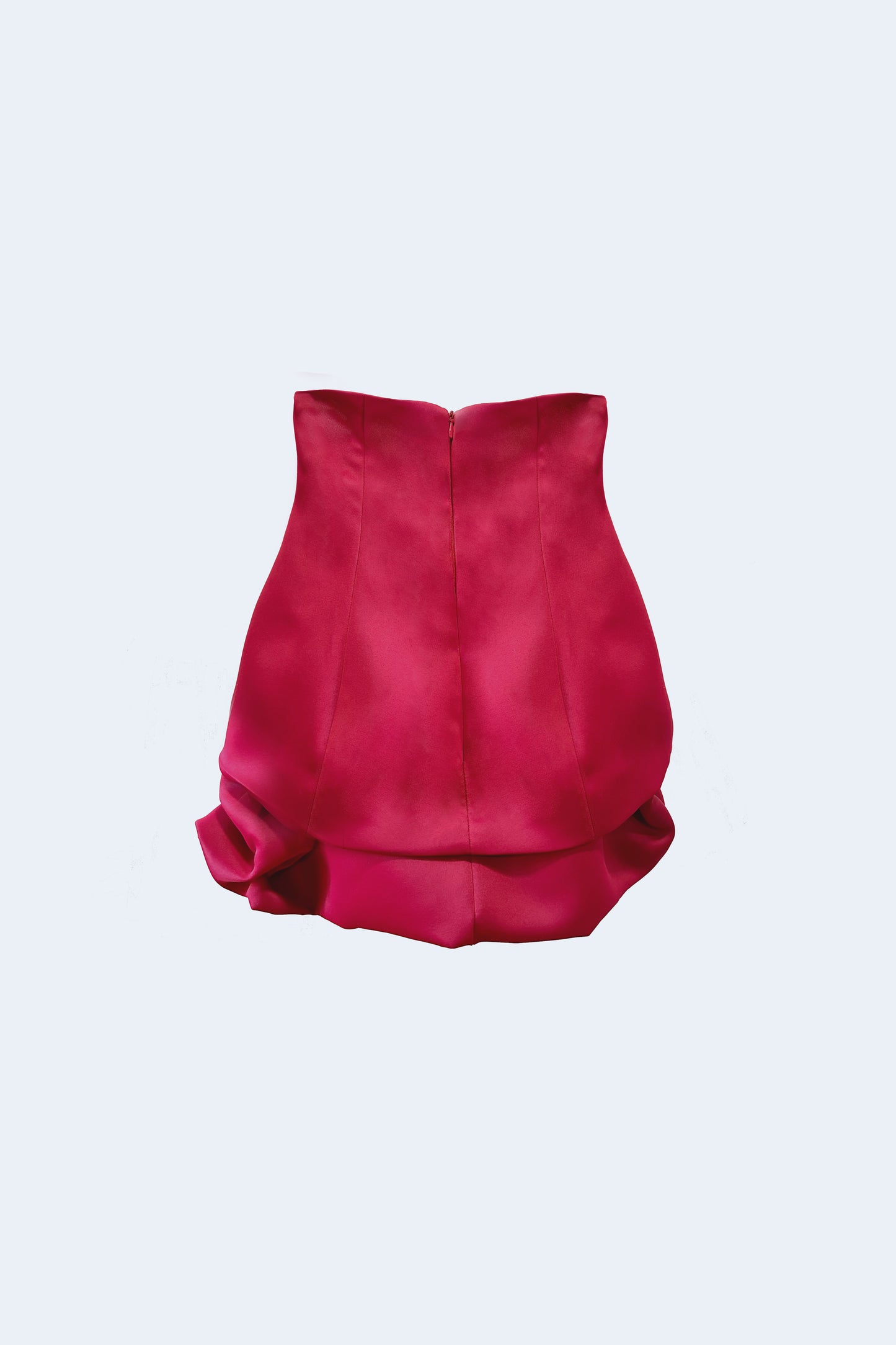 Cherry Semi-Satin Volume Mini Dress