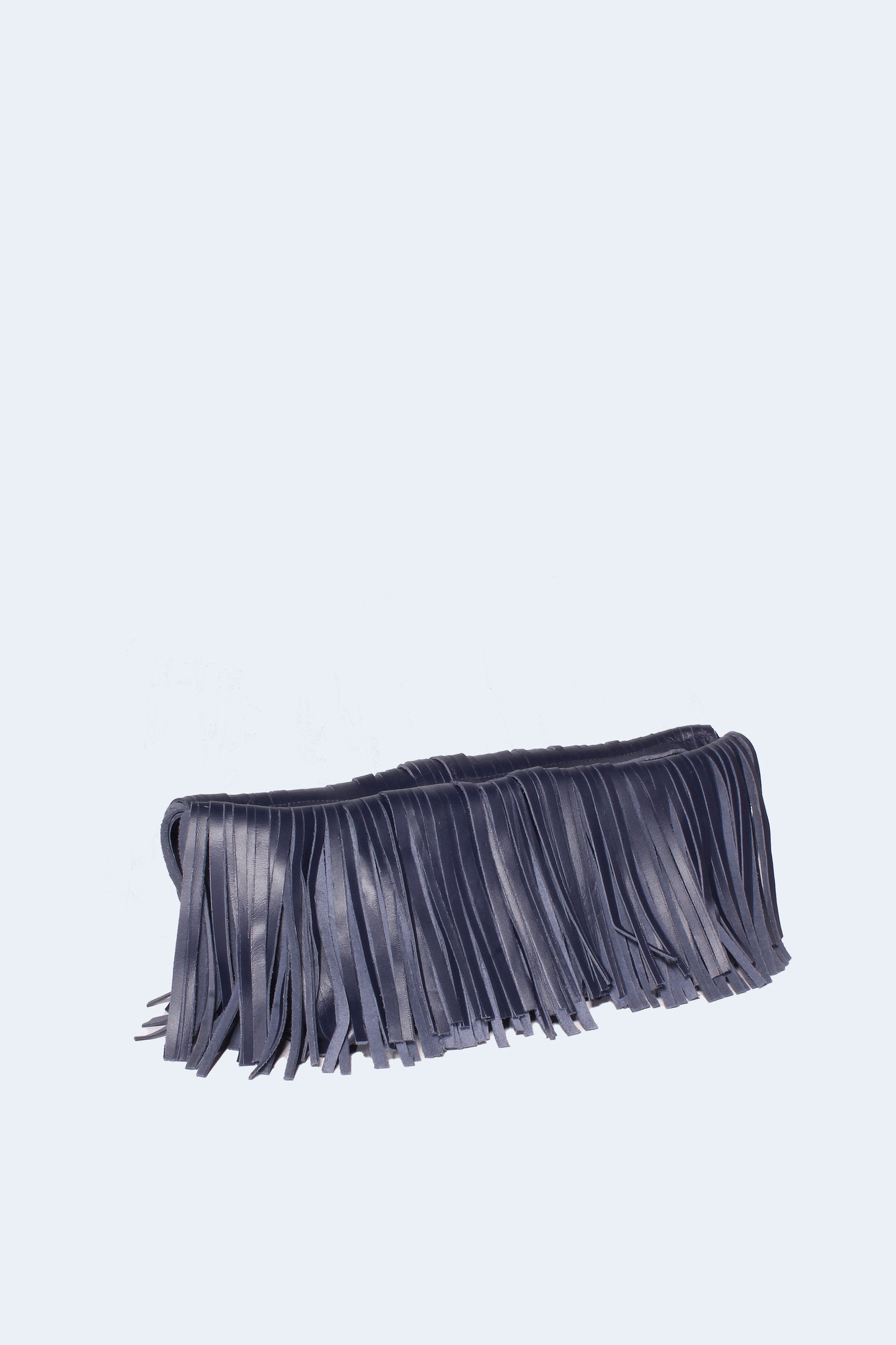 Navy Blue Fringes Baguette Bag