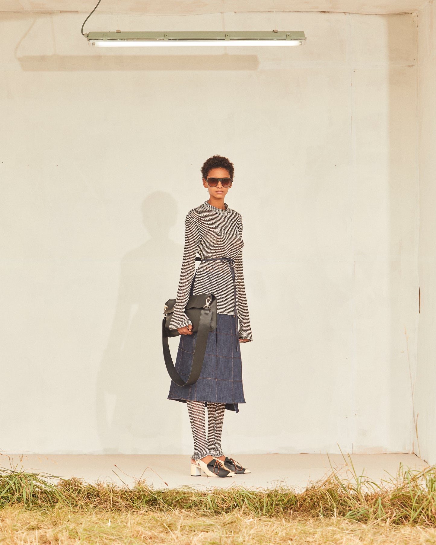 Blue Denim Midi Skirt