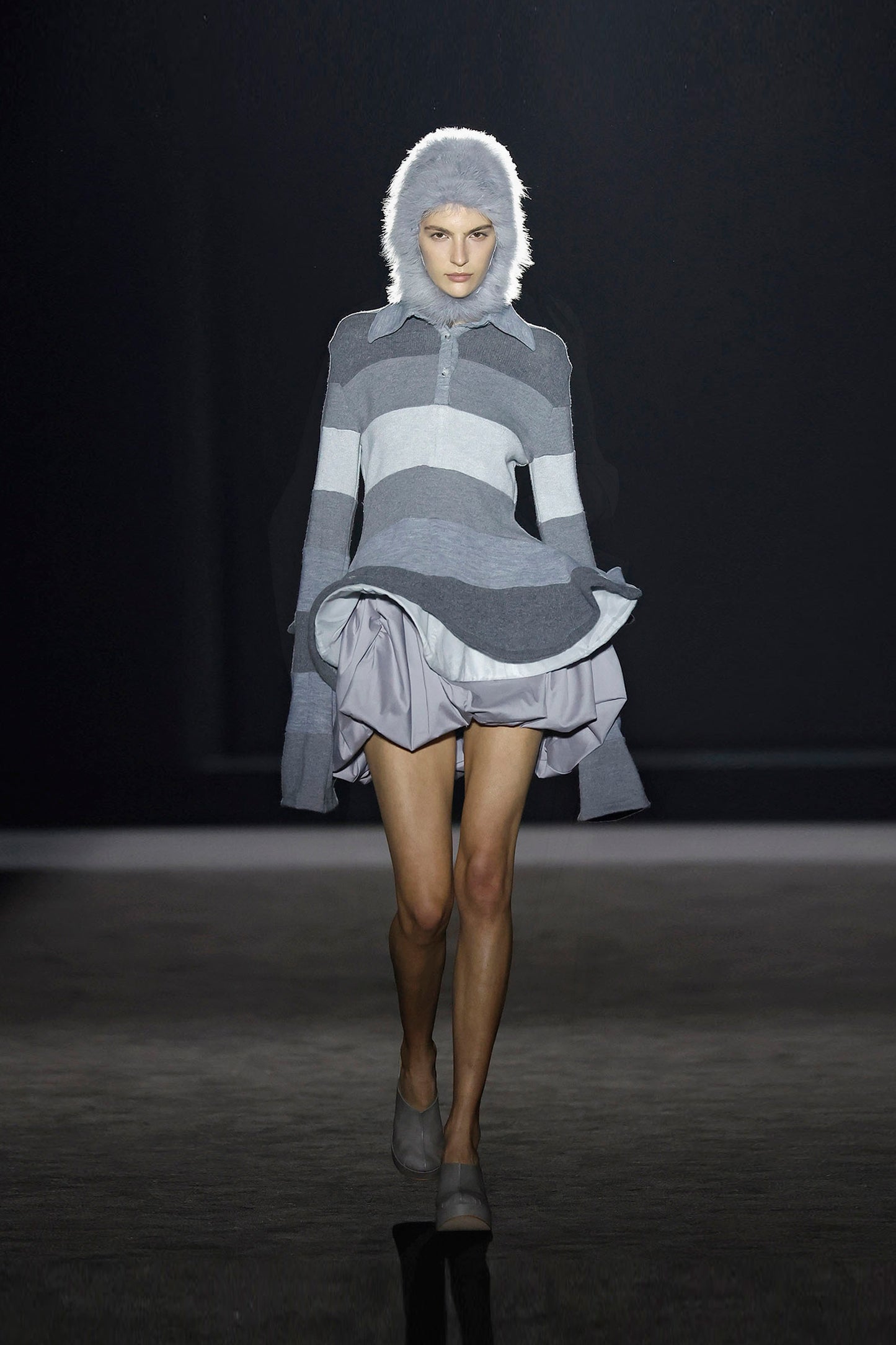 Grey Knit Polo Jumper