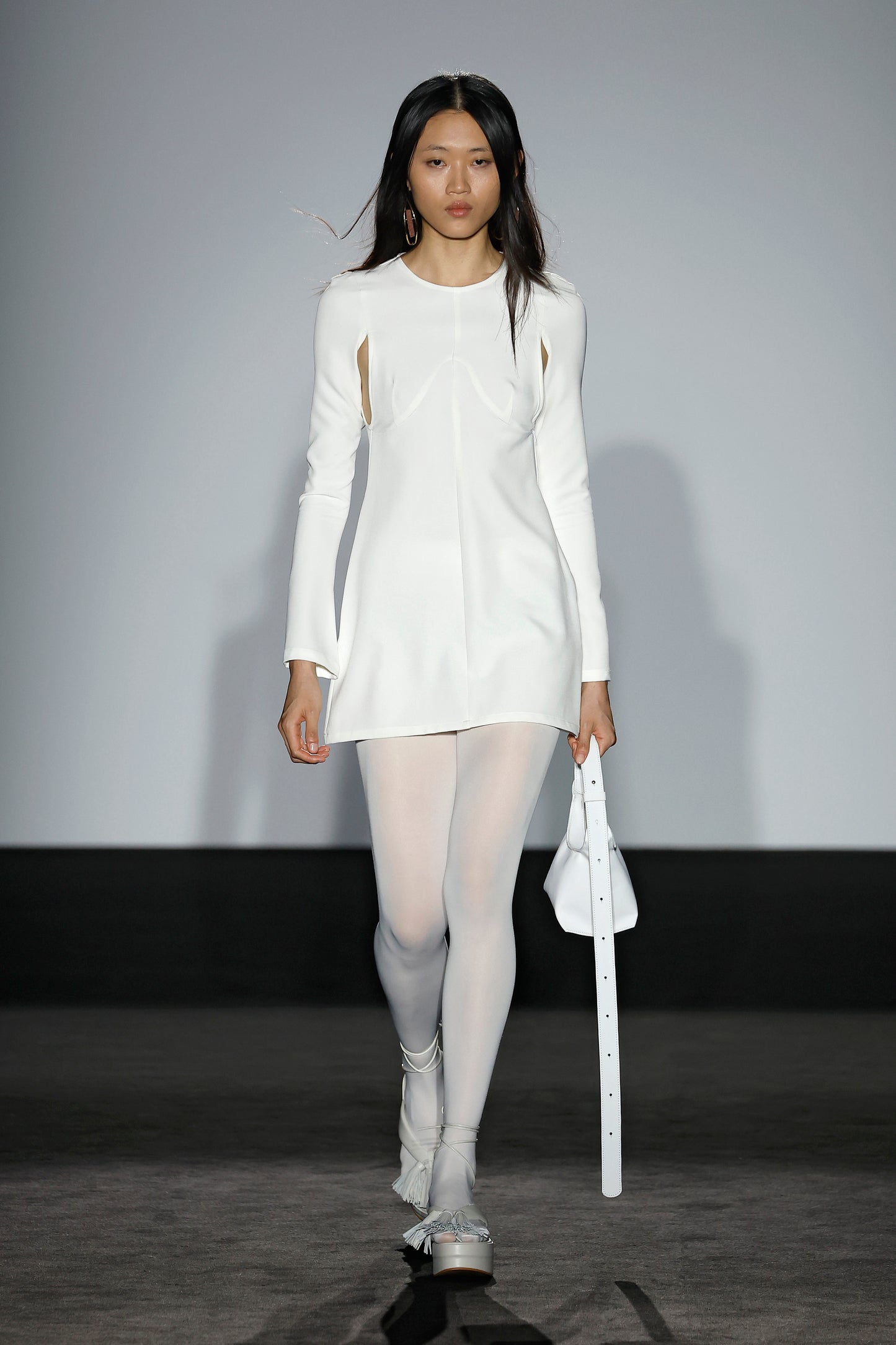 White Mini Dress with Long Sleeves