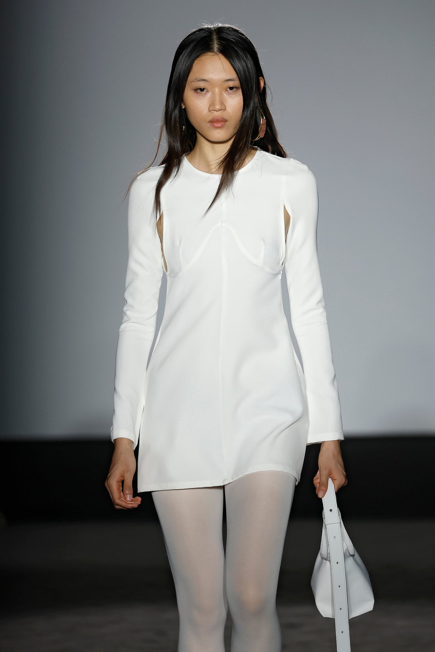 White Mini Dress with Long Sleeves