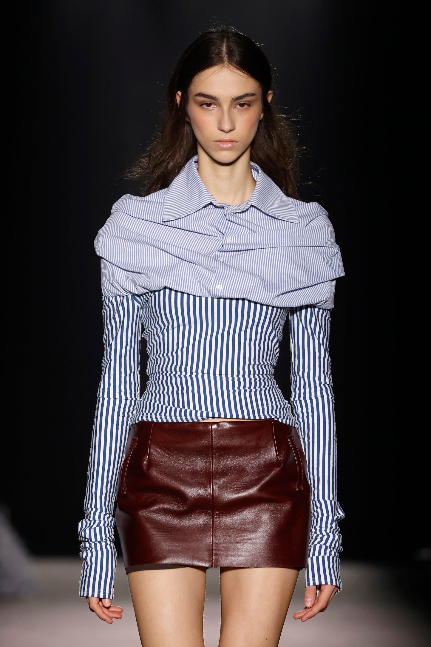 Blue Striped Volumen Blouse