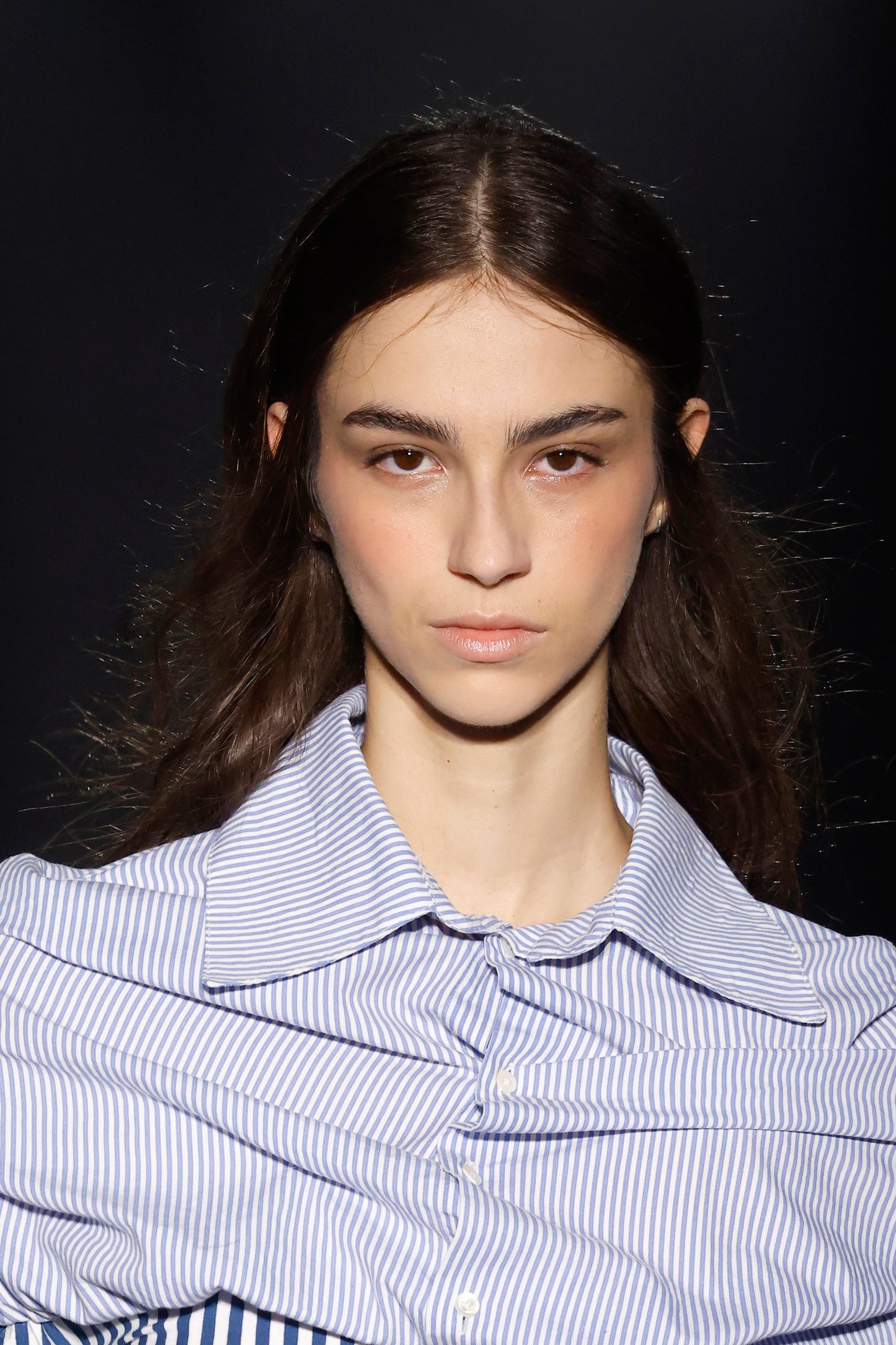 Blue Striped Volumen Blouse