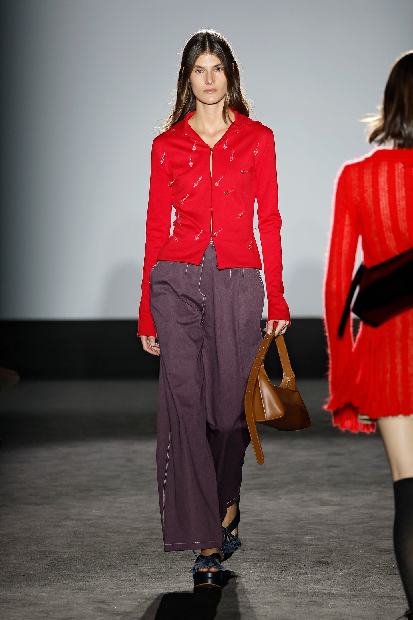 Red Knit Embroidered Jacket