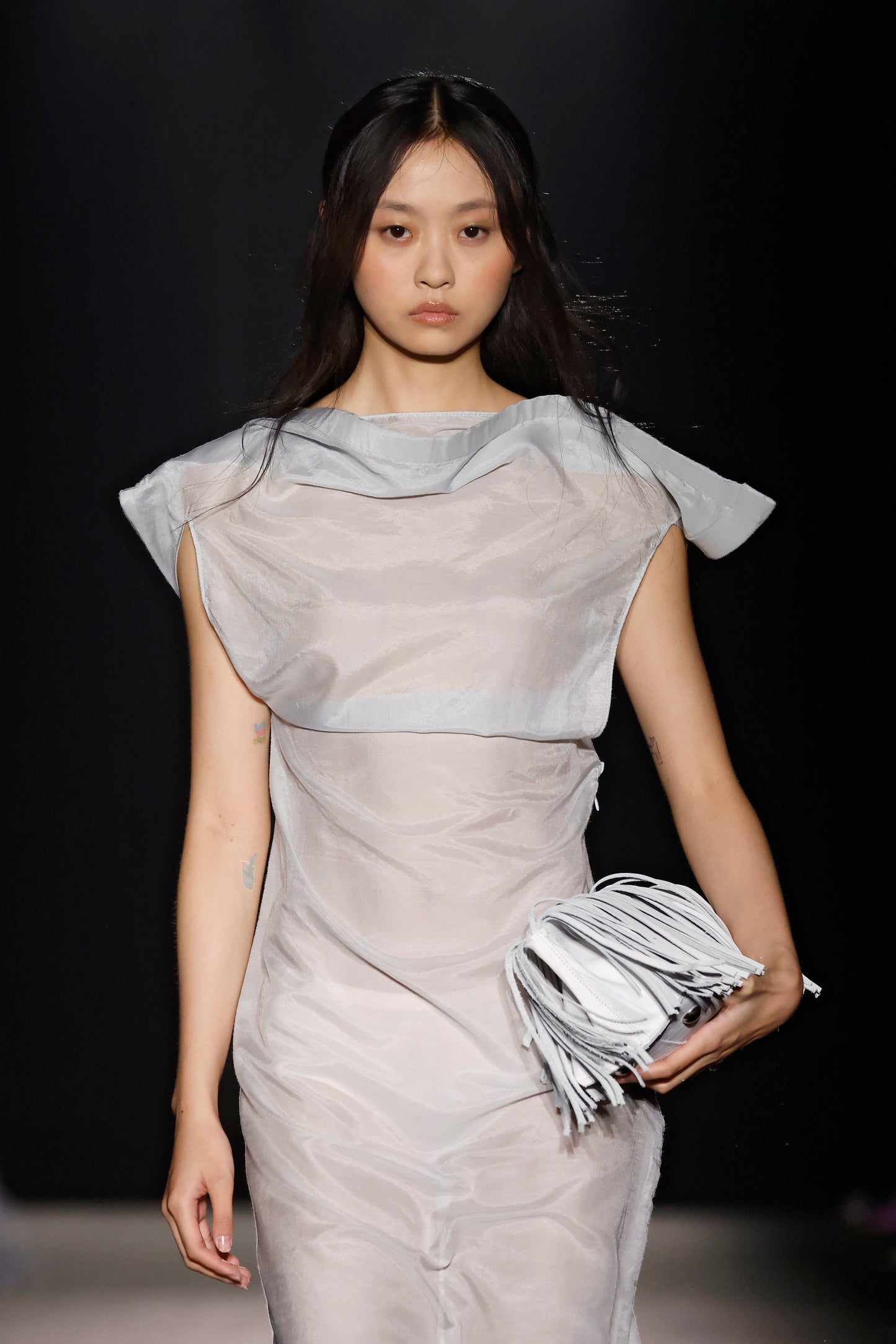 Brown Silk And Cotton Asymmetrical Dress