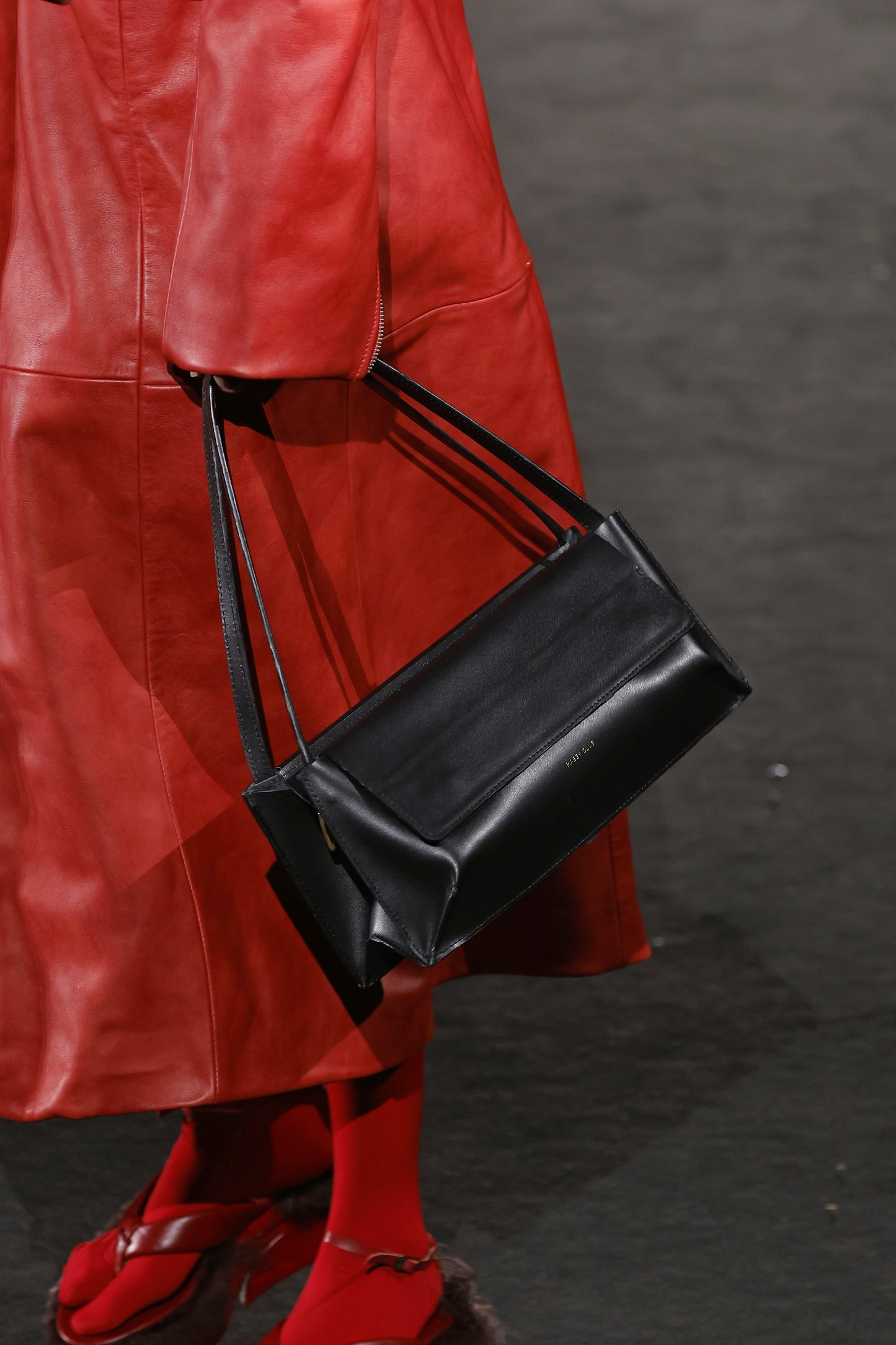 Black Leather Double Bag