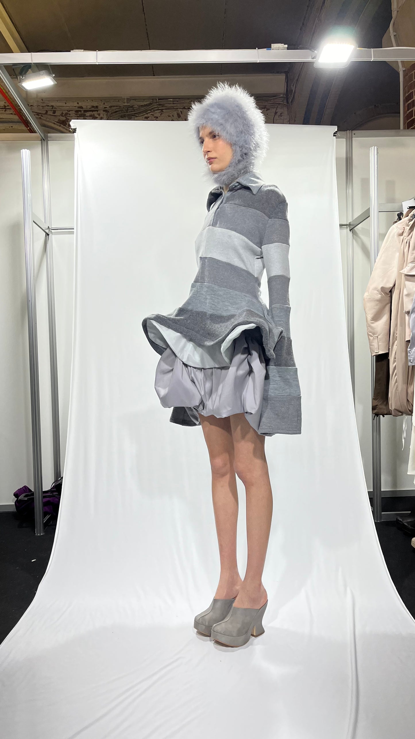 Grey Knit Polo Jumper