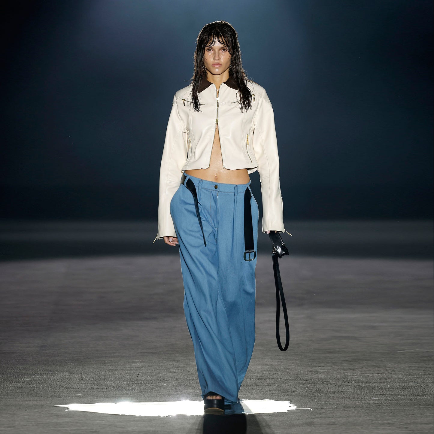 Soft Blue Denim Long Pants