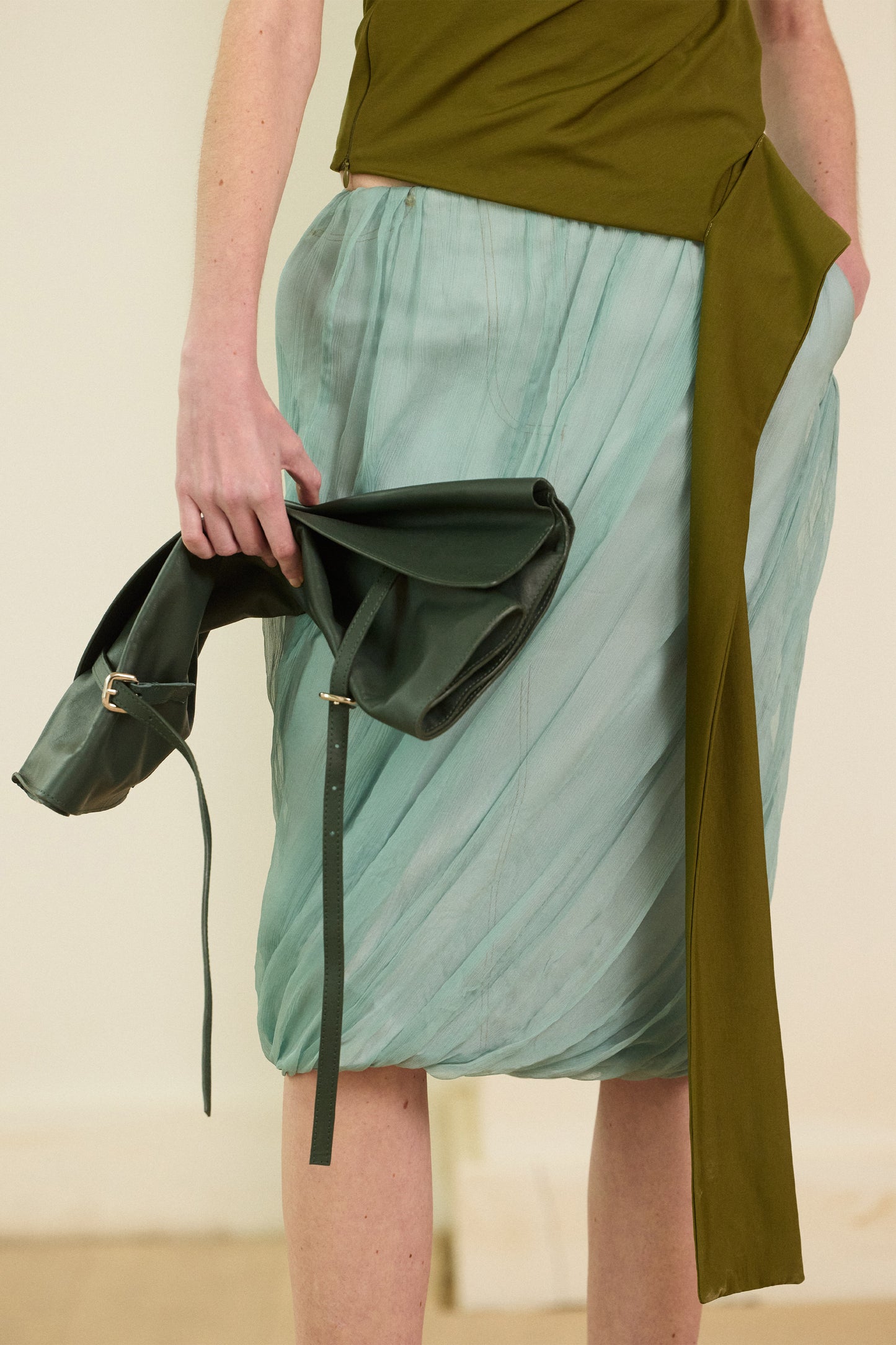 Blue soft gauze midi skirt