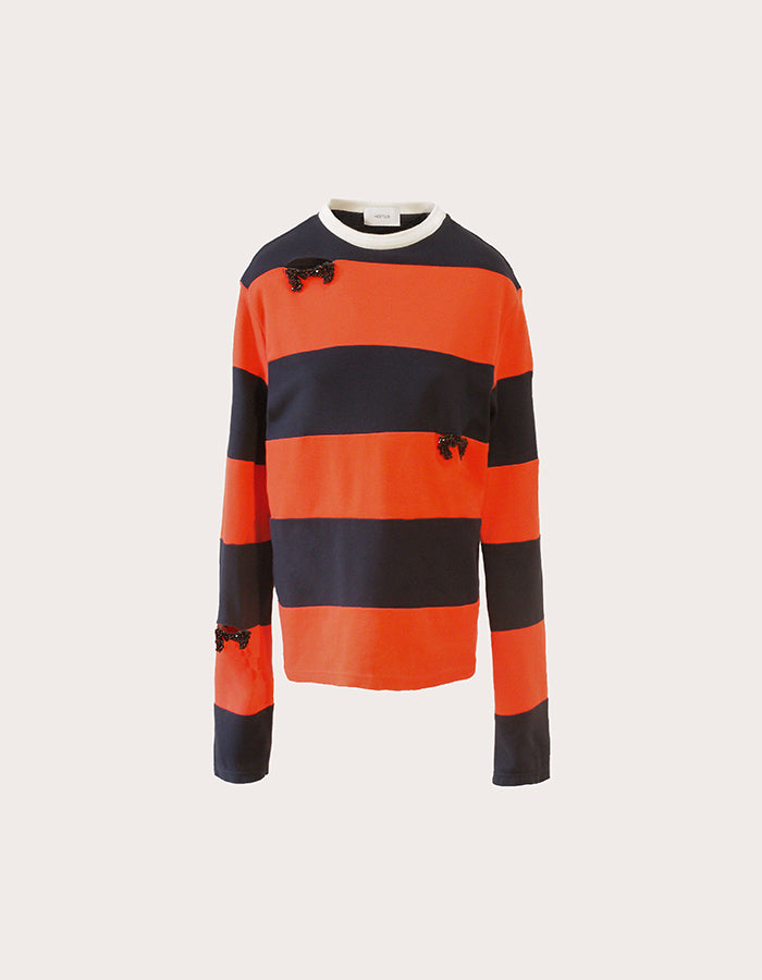 Striped Jumper With Embroidered Details