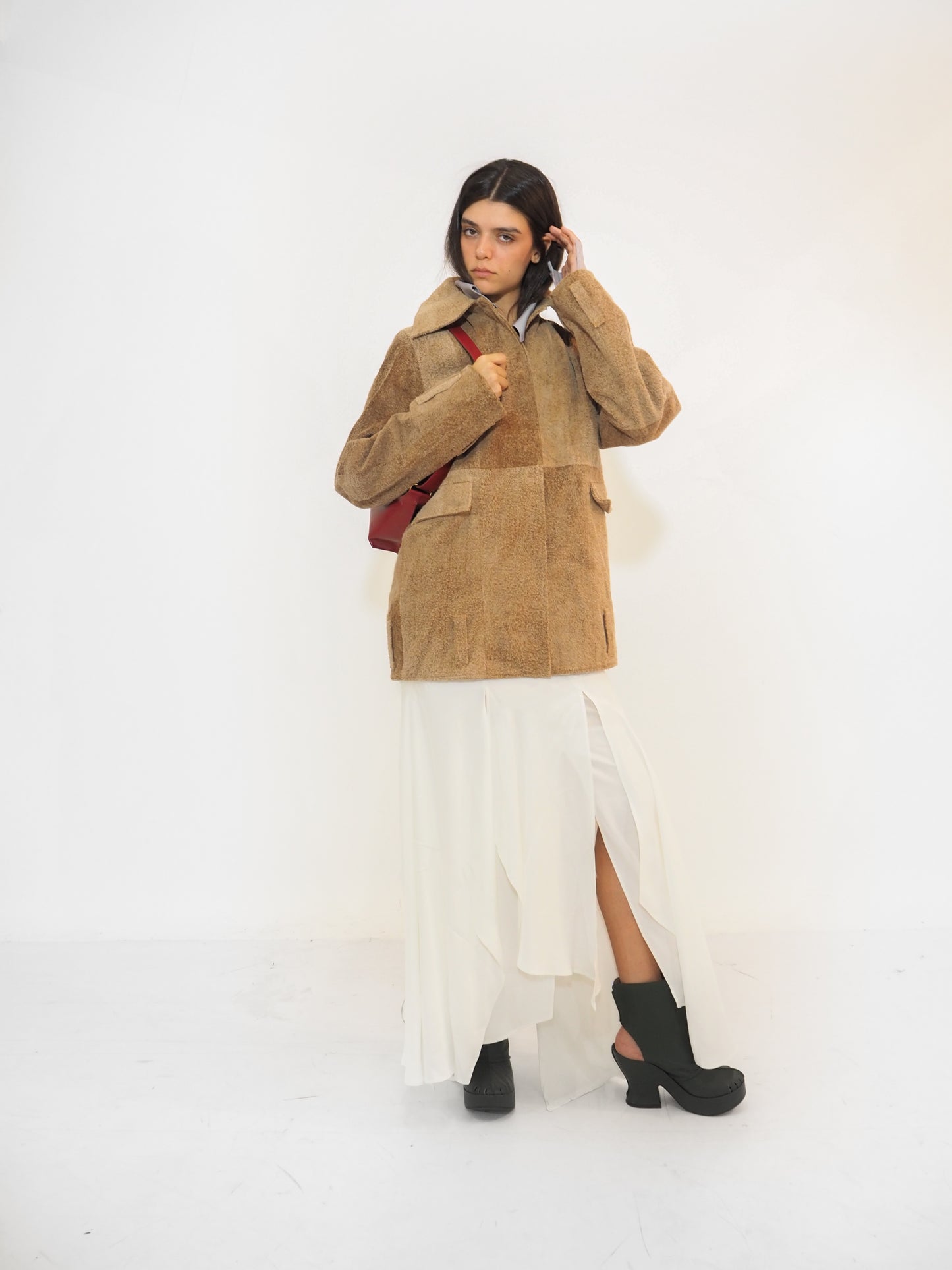 Beige Suade Leather jacket