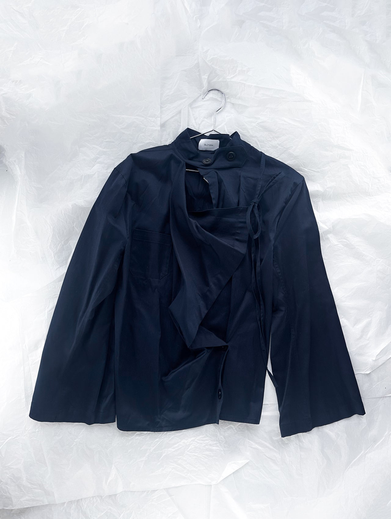Navy Blue Asymmetrical Blouse