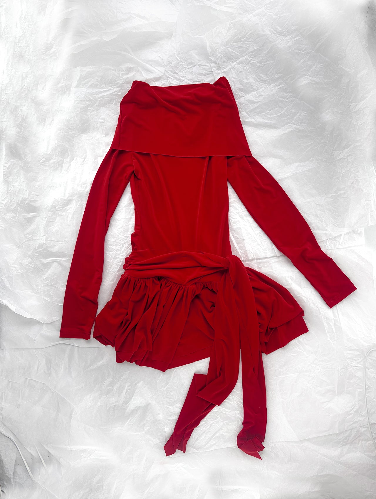 Red Ruched Mini Dress