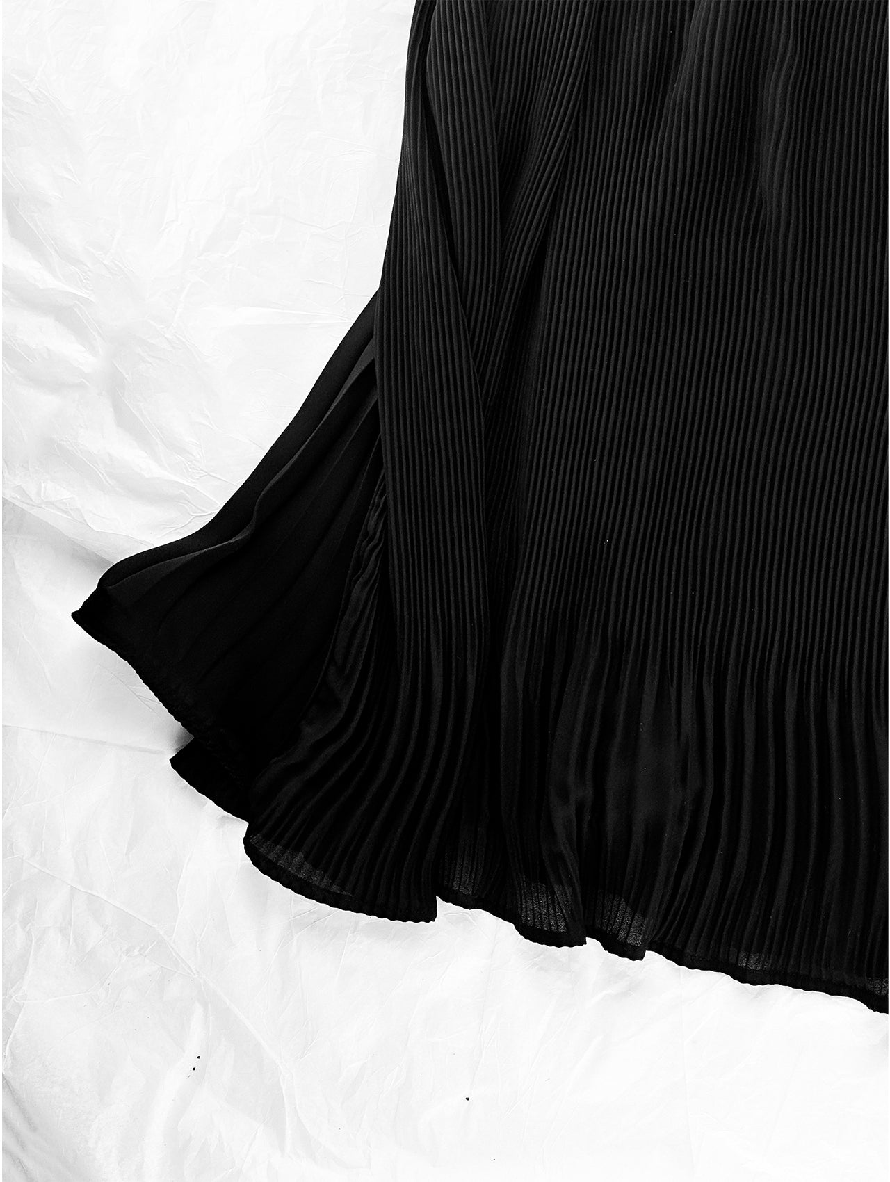 Black Pleated Midi Skirt