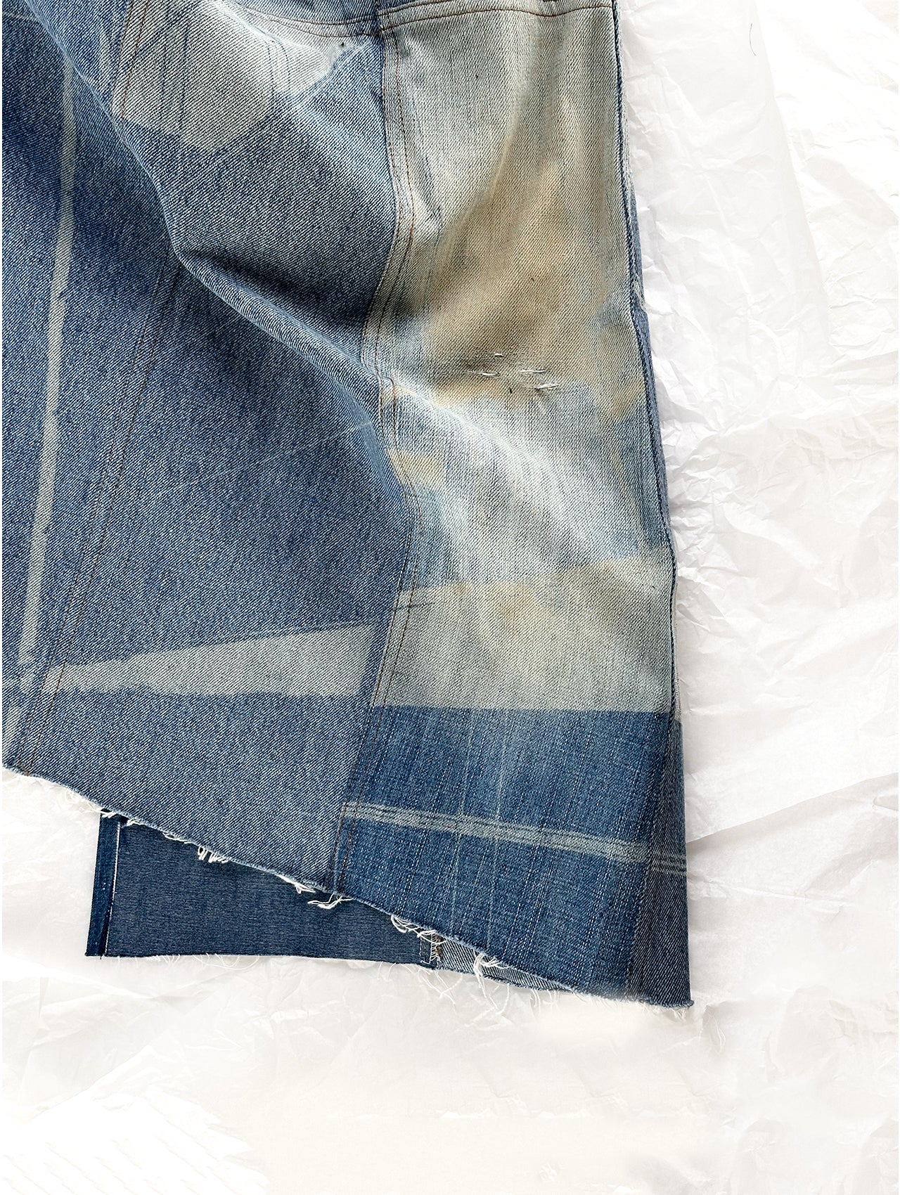 Soft Blue Denim Print Long Skirt