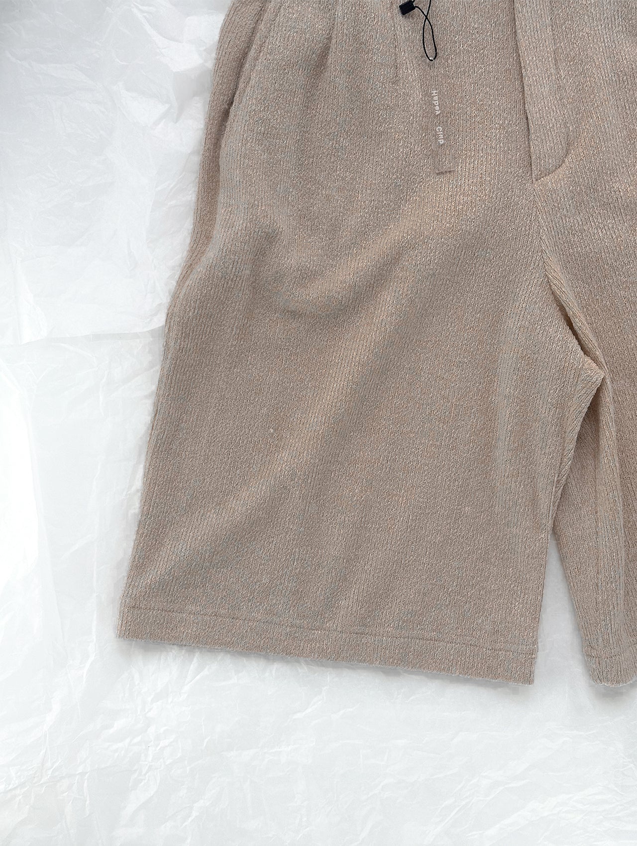 Soft Beige Knit Bermuda Pants