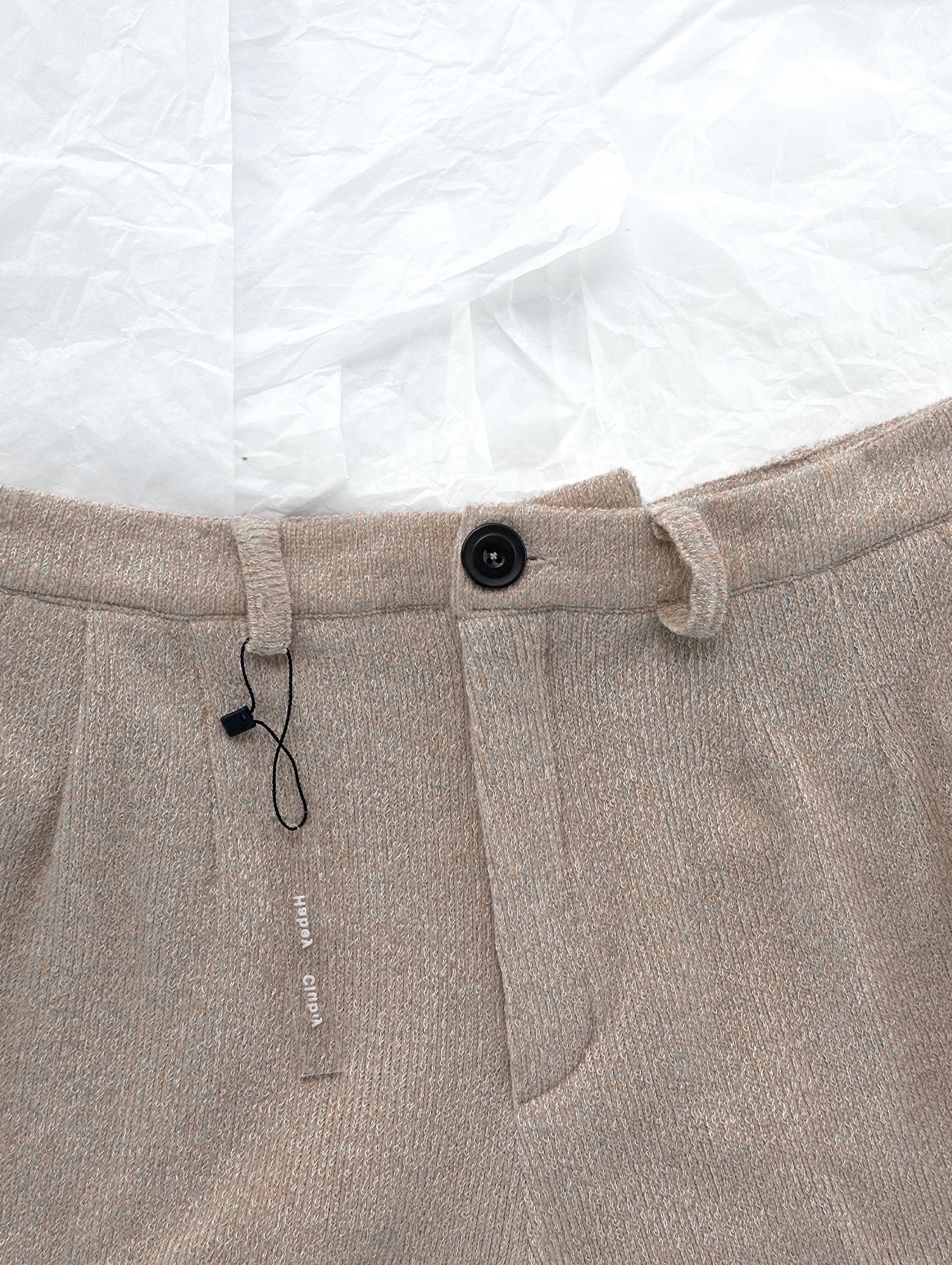 Soft Beige Knit Bermuda Pants