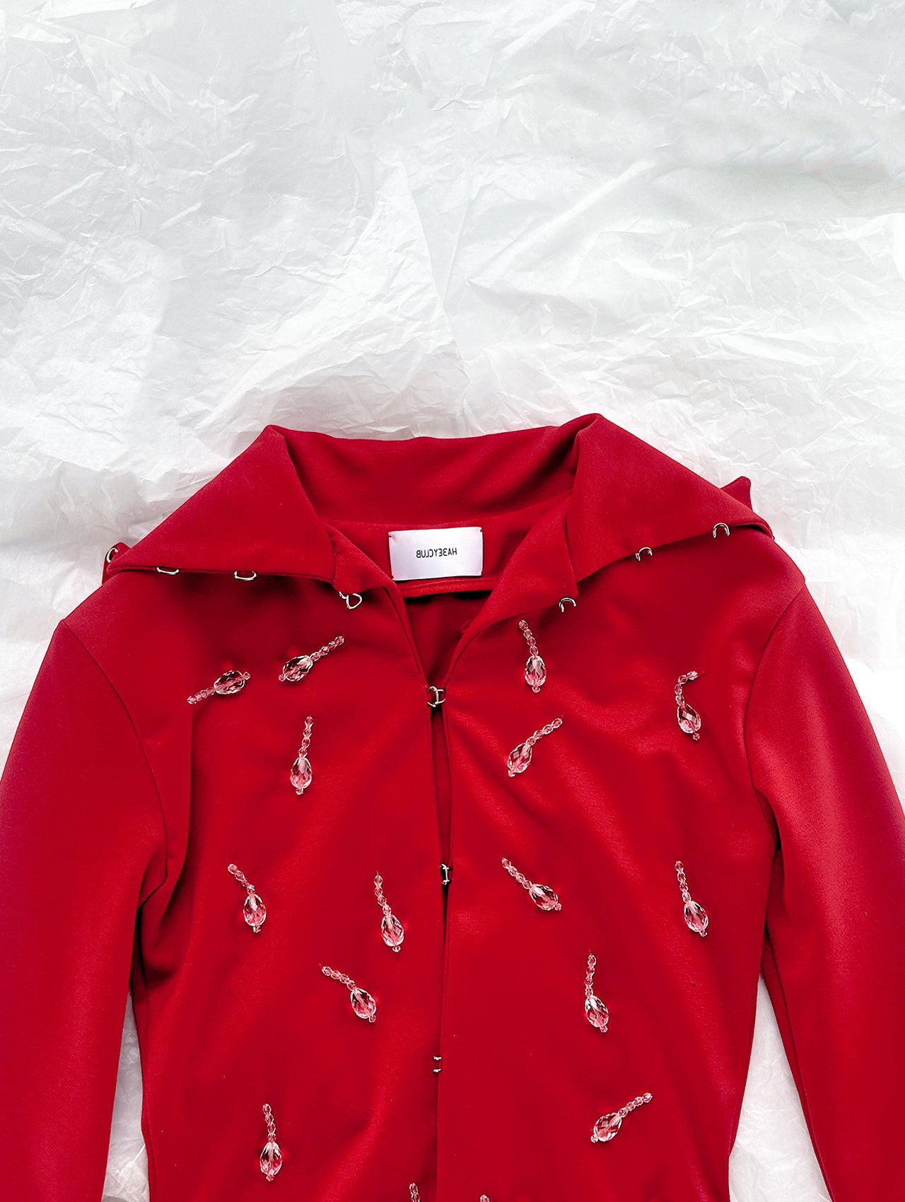 Red Knit Embroidered Jacket