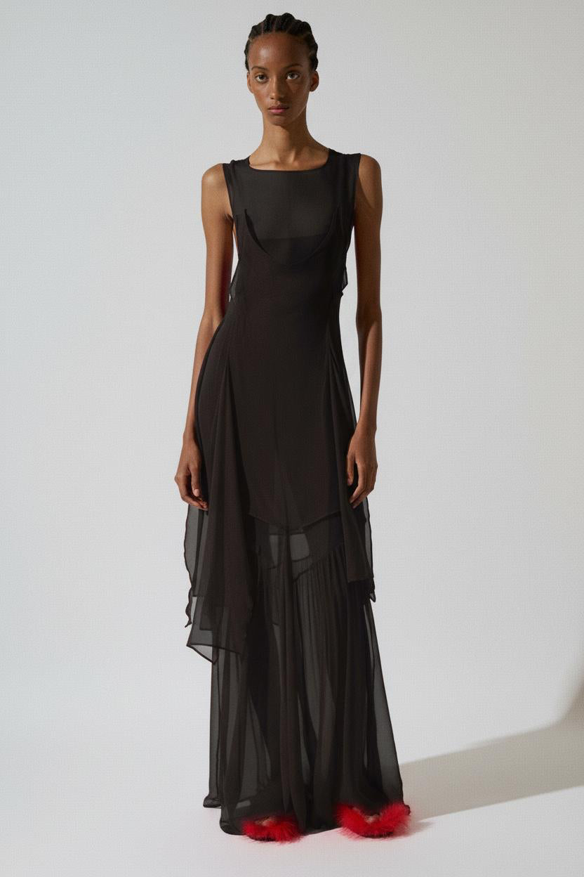 Black Silk Long Dress