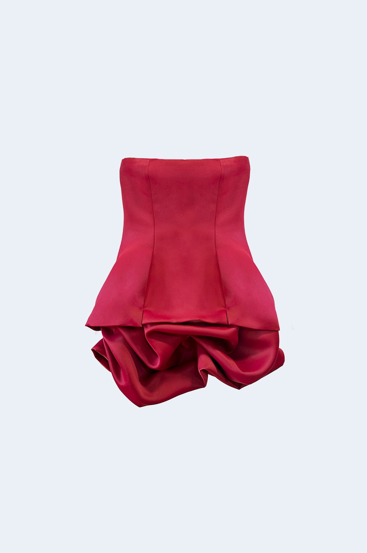 Cherry Semi-Satin Volume Mini Dress