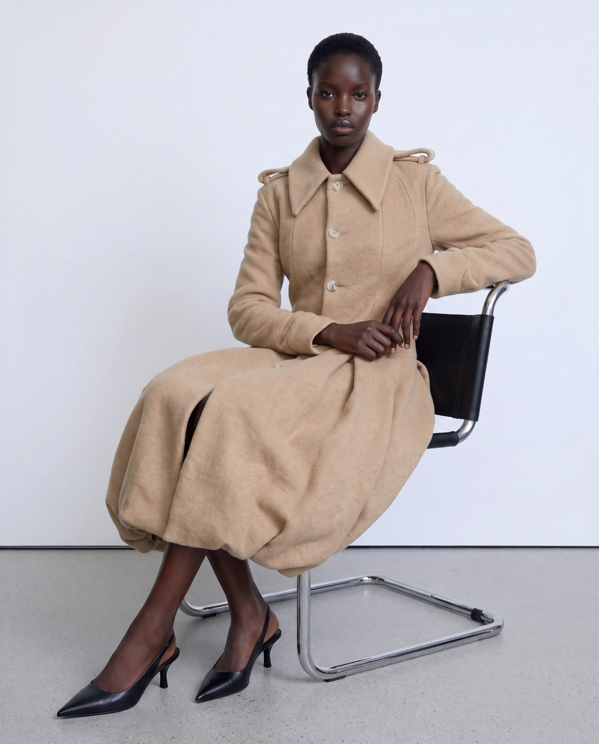 Beige Long Volume Coat