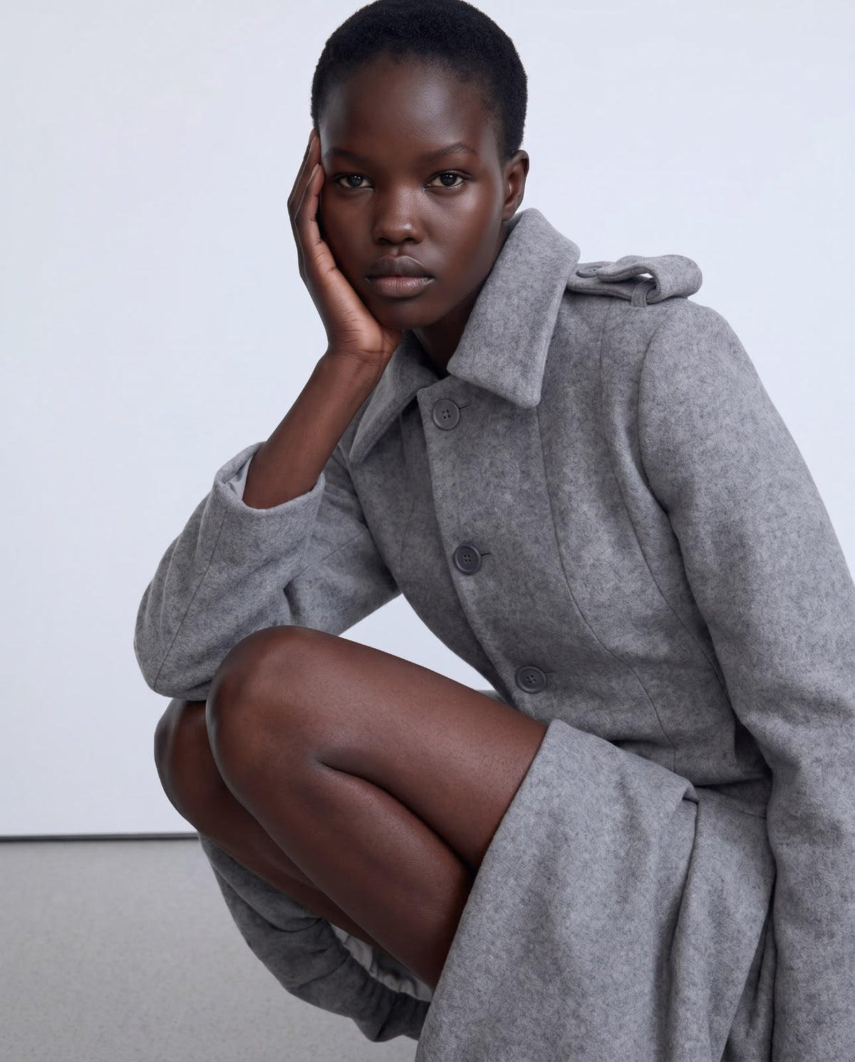 Grey Long Volume Coat