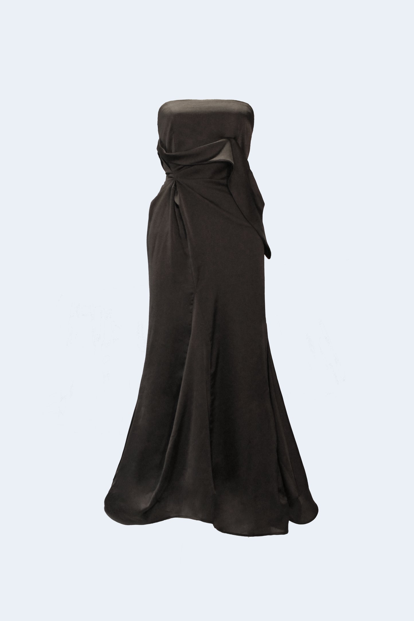 Black Satin Midi Dress