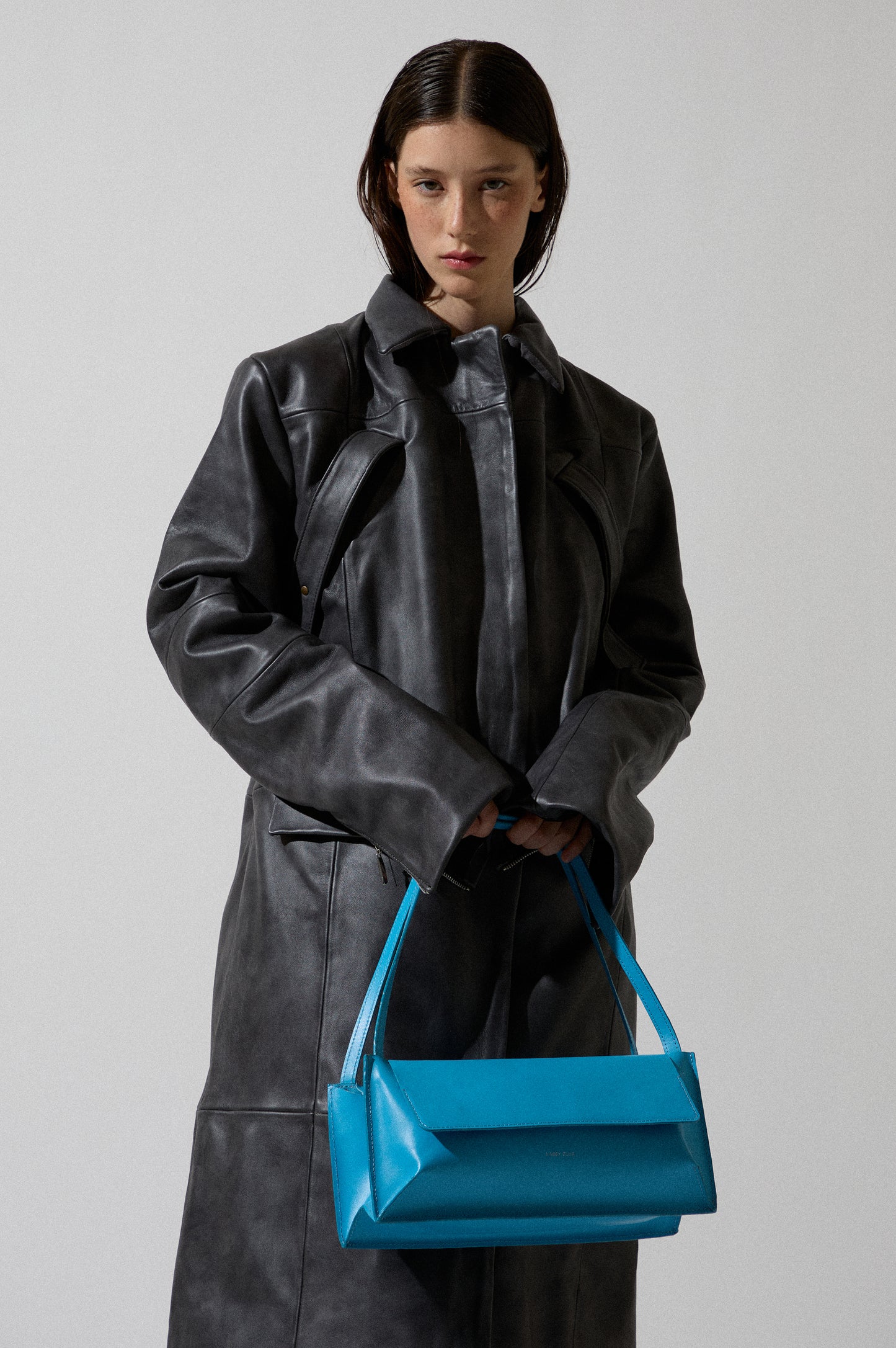 Blue Leather Double Bag