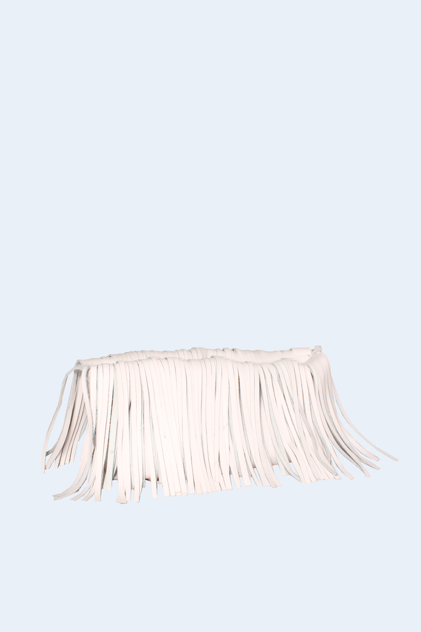 White Fringes Baguette Bag