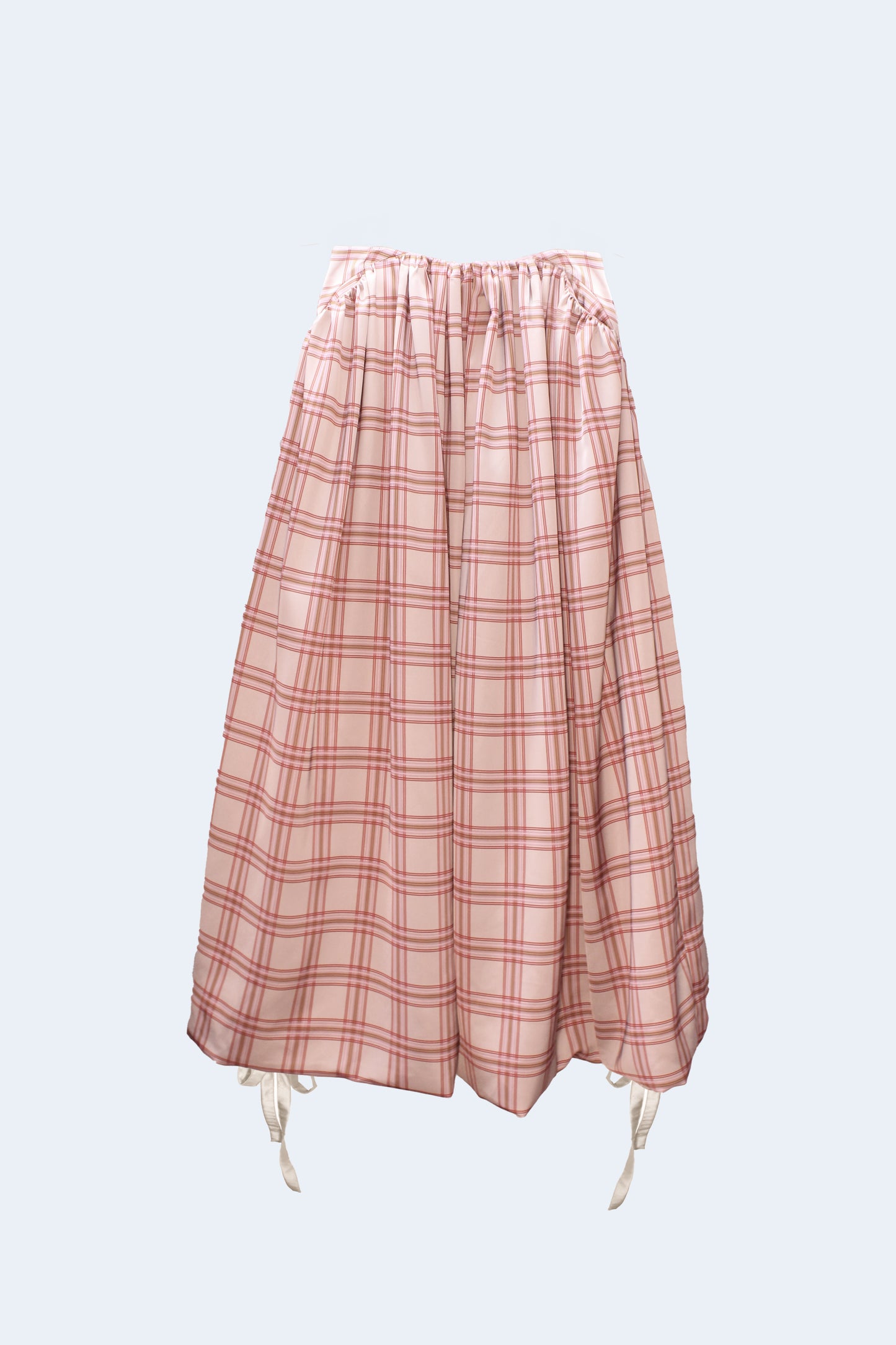 Plaid Satin Volume Long Skirt / Preorder
