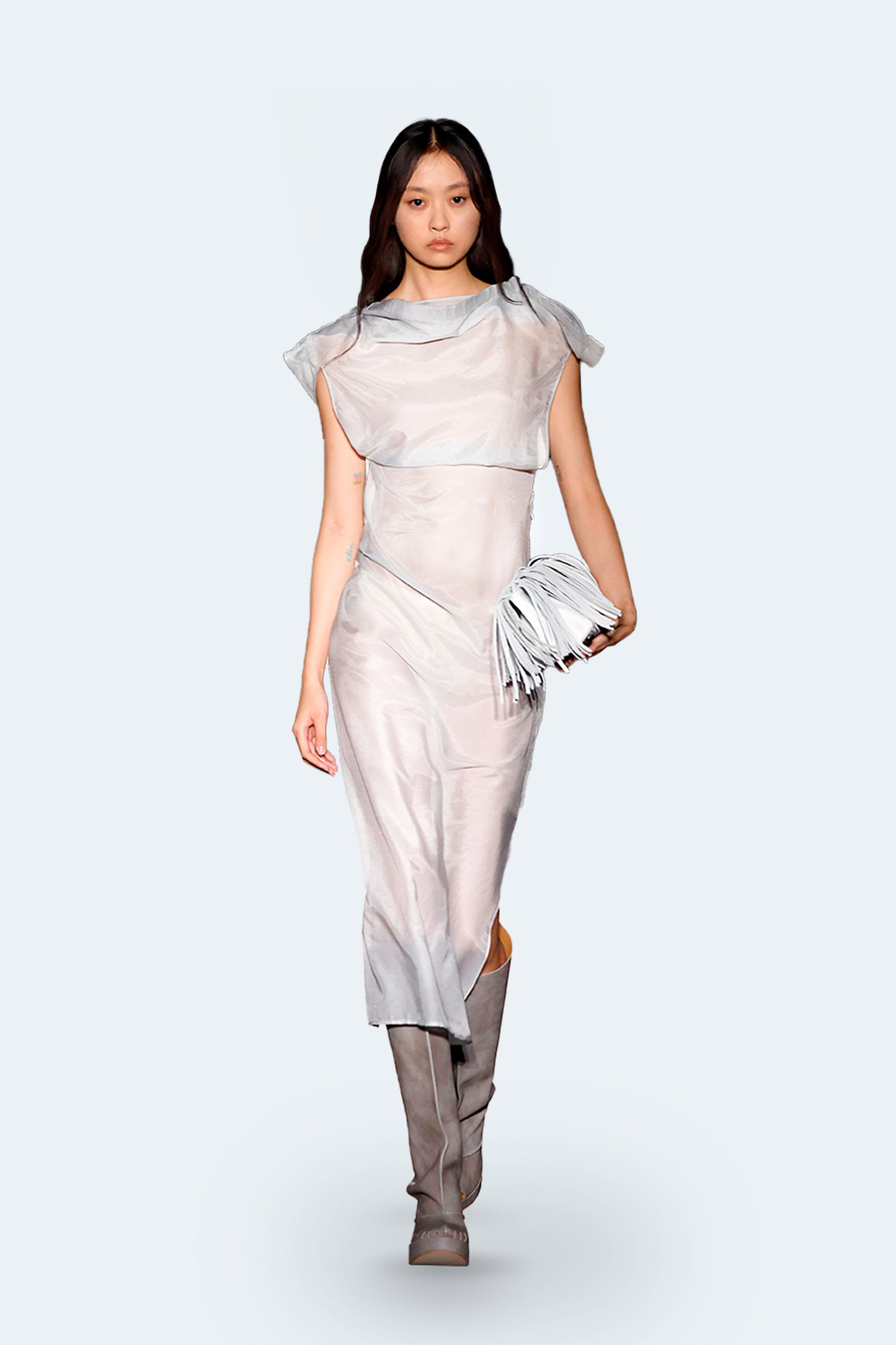 Brown Silk And Cotton Asymmetrical Dress