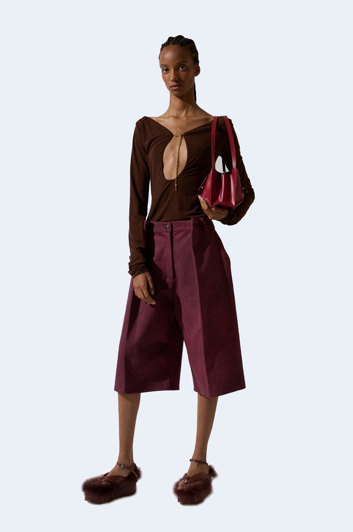 Brown Blouse With Chain Detail