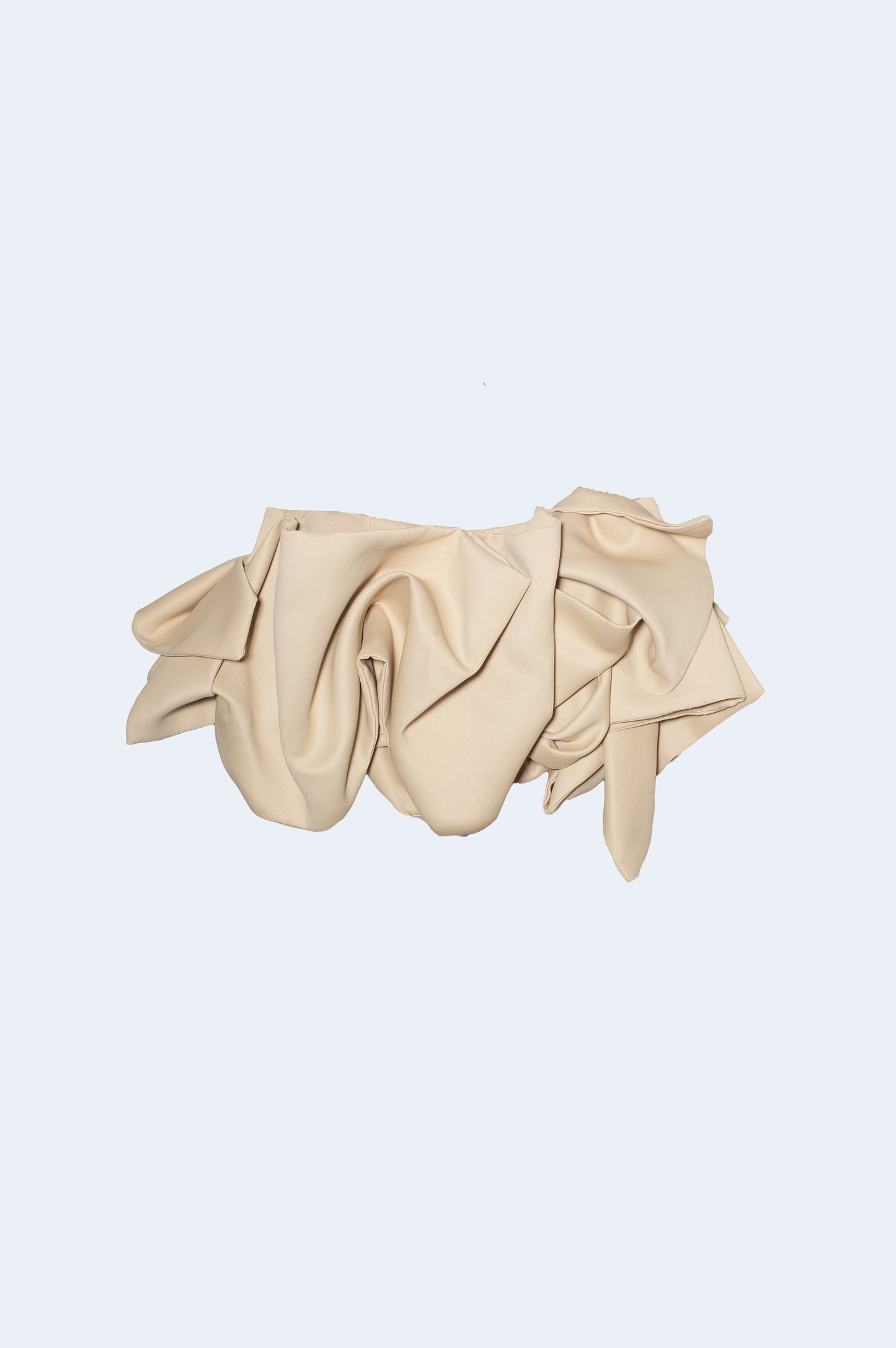 Beige Semi-Satin Volume Miniskirt
