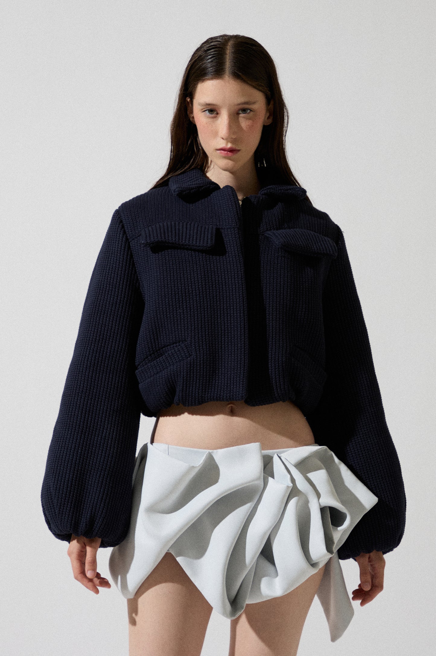 Ice Semi-Satin Volume Miniskirt