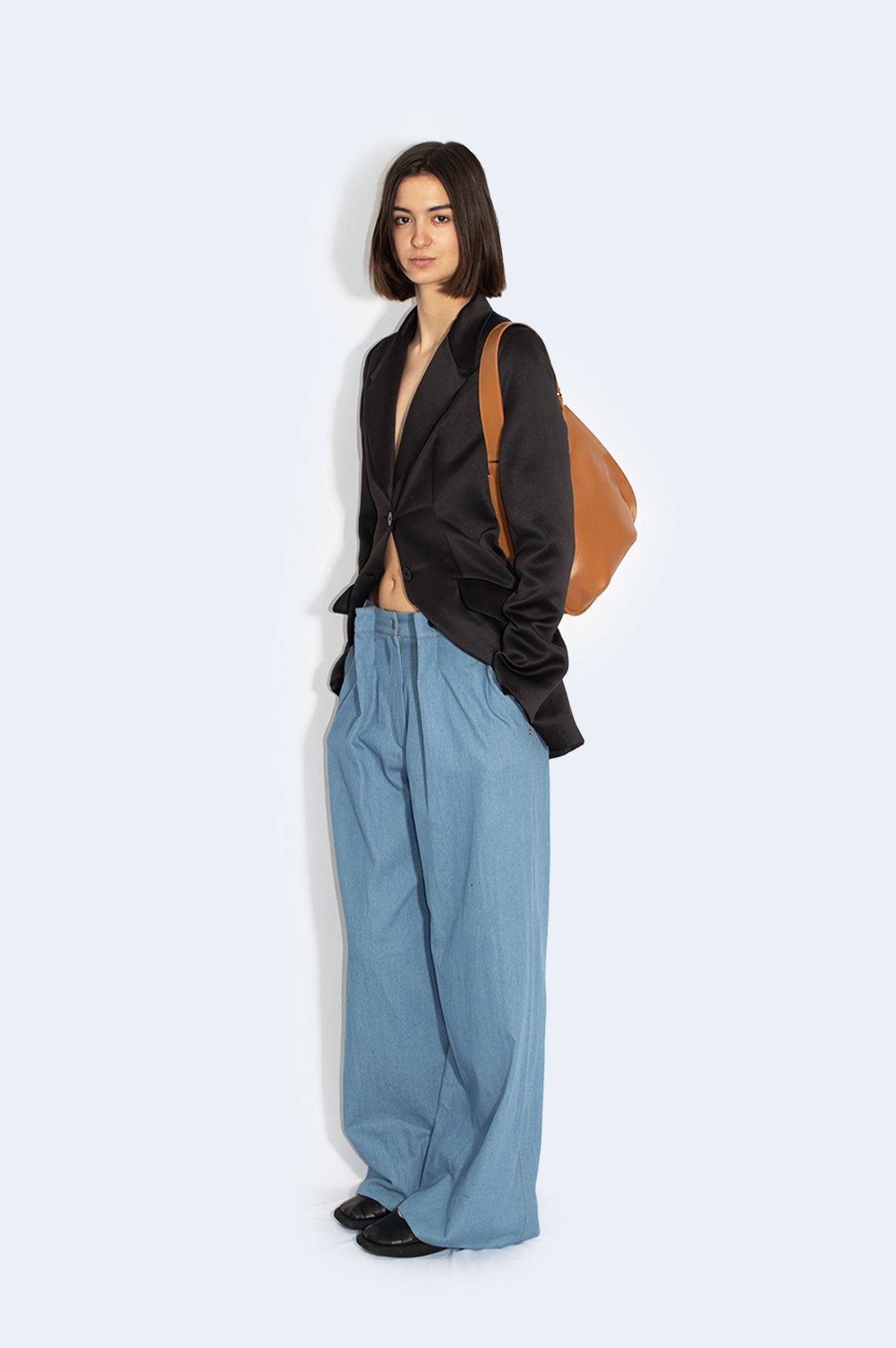 Soft Blue Denim Long Pants