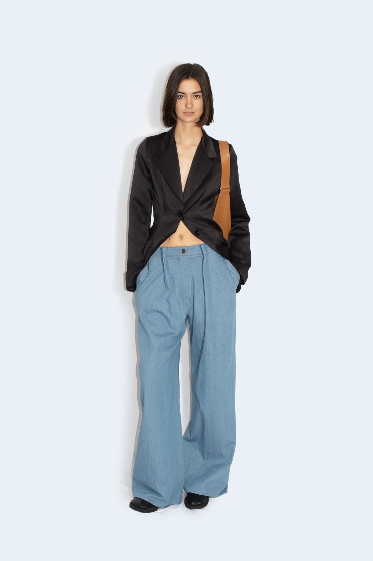 Soft Blue Denim Long Pants