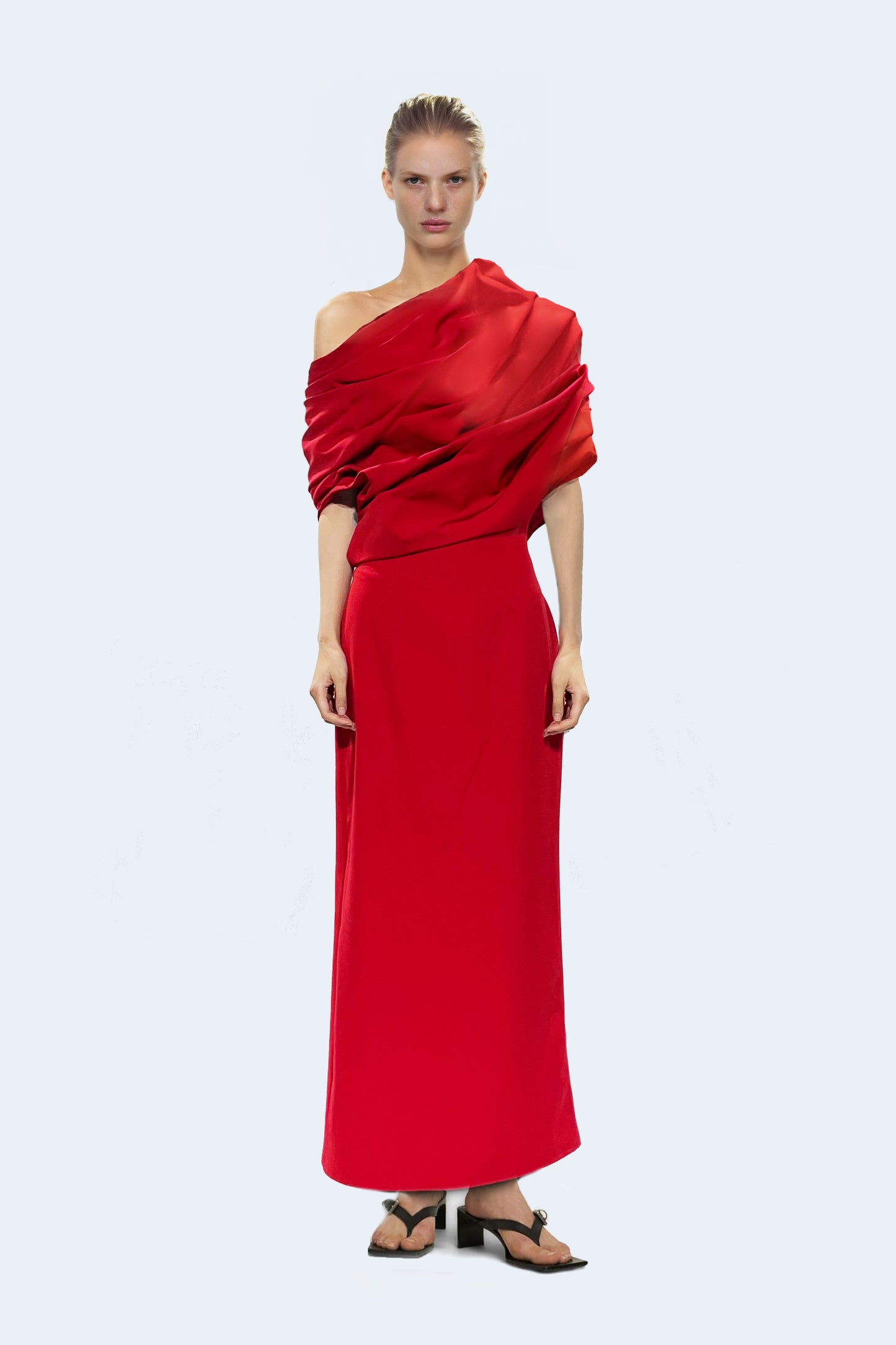 Red Volume crepe Dress